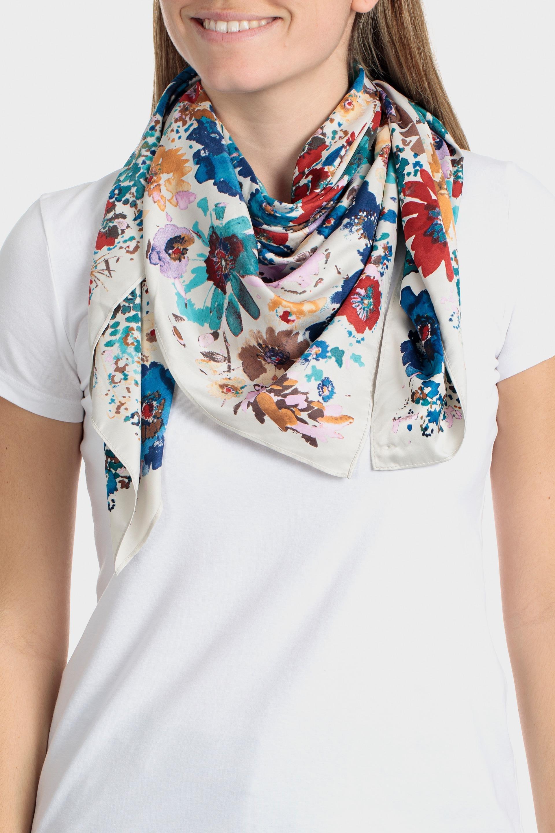 Multicolour Floral Print Short Gloves, White Off White, large image number 0