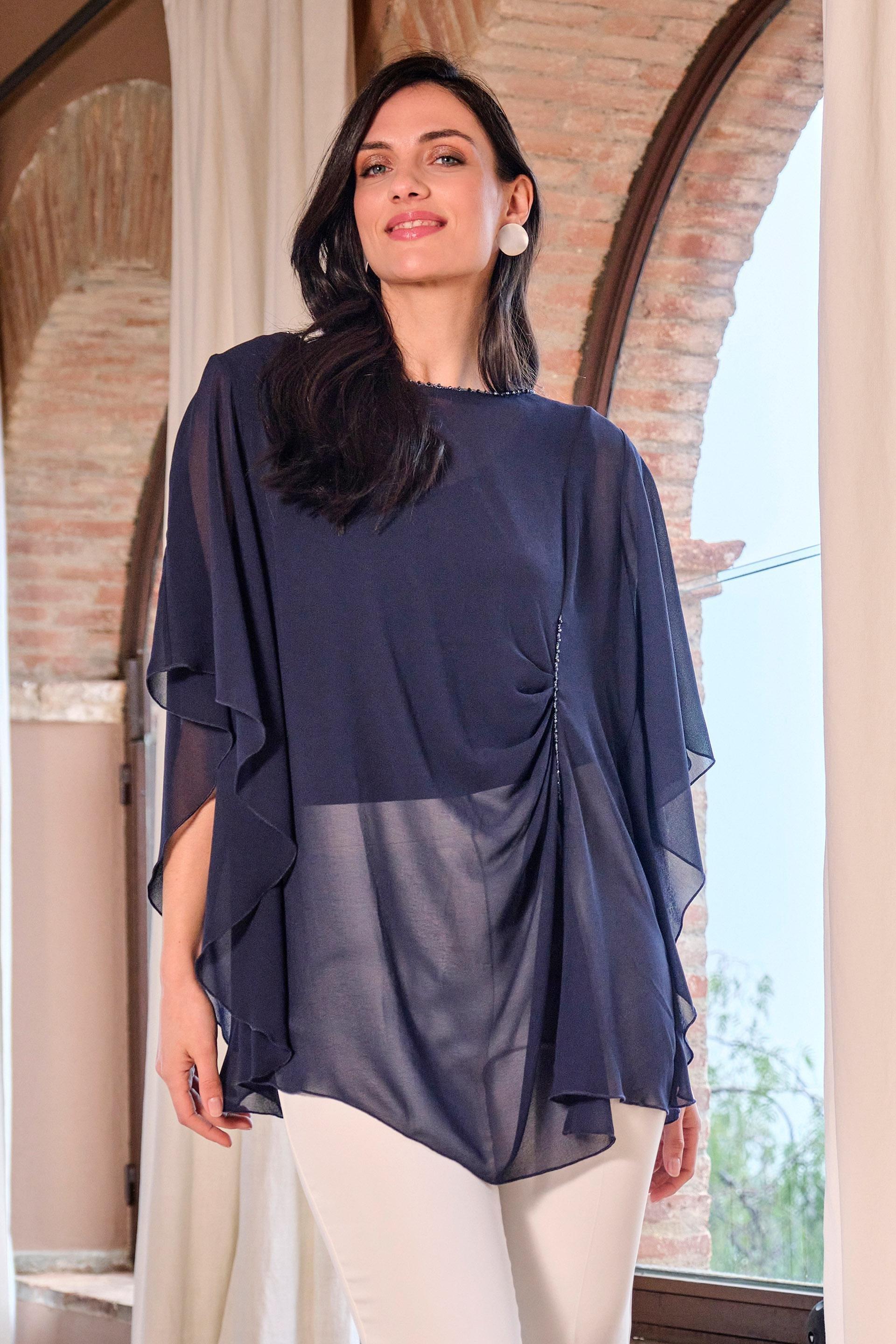 بلوزة بقصة انسيابية، كحلي, Blue Navy, large image number 0