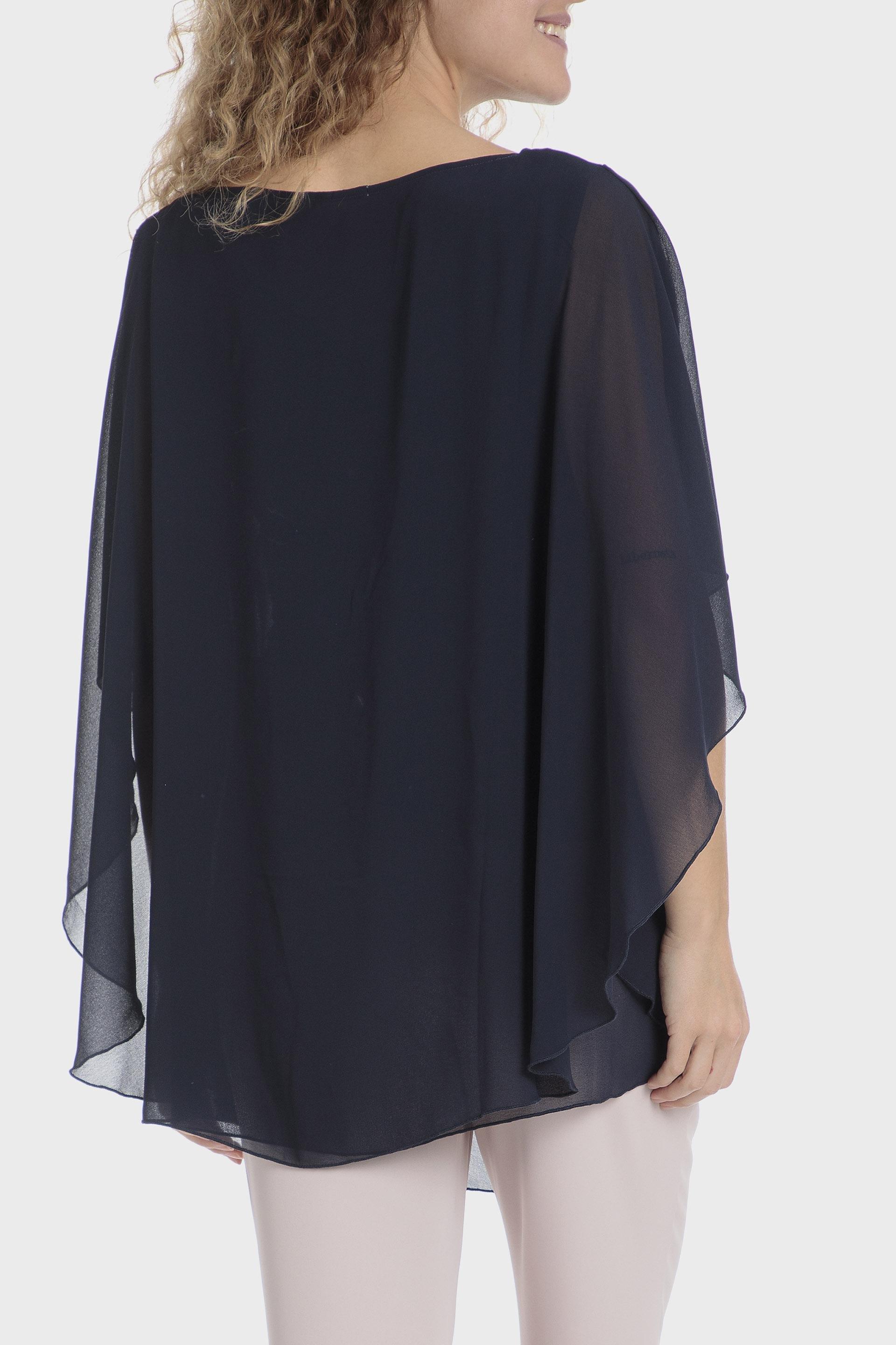 Navy Flowy Blouse, , large image number 1