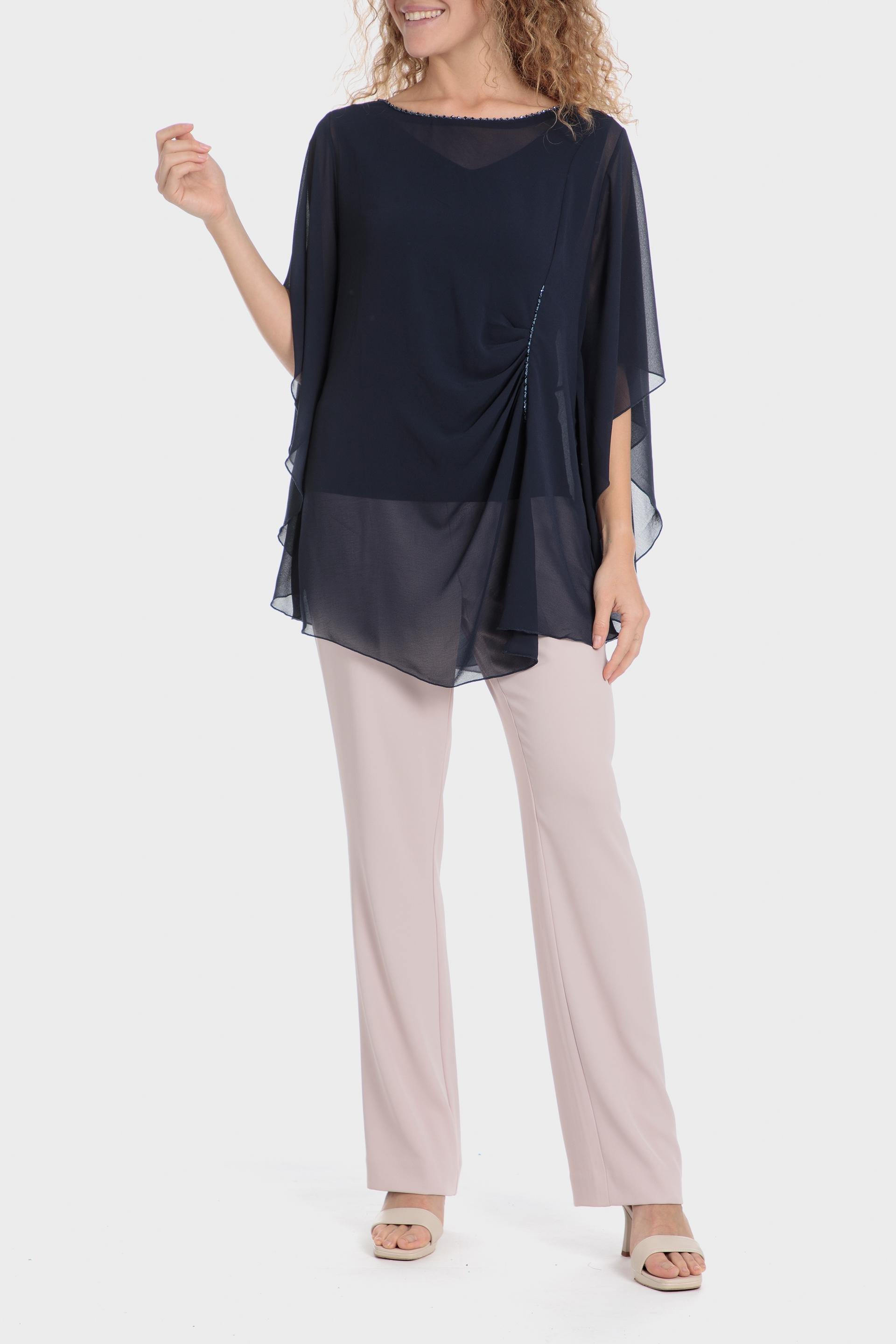 Navy Flowy Blouse, , large image number 2
