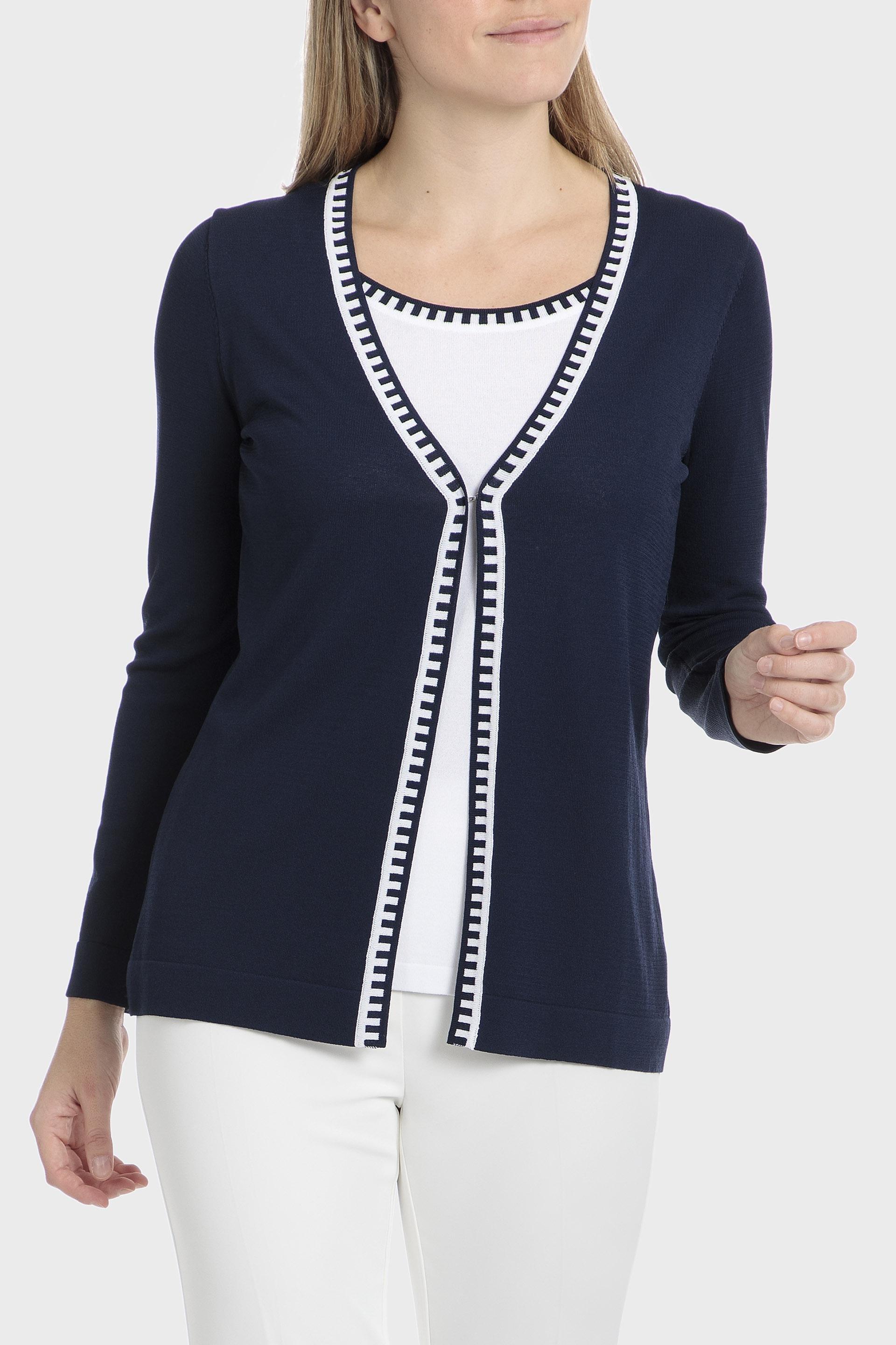 Navy Faux Twinset, Blue Navy, large image number 0