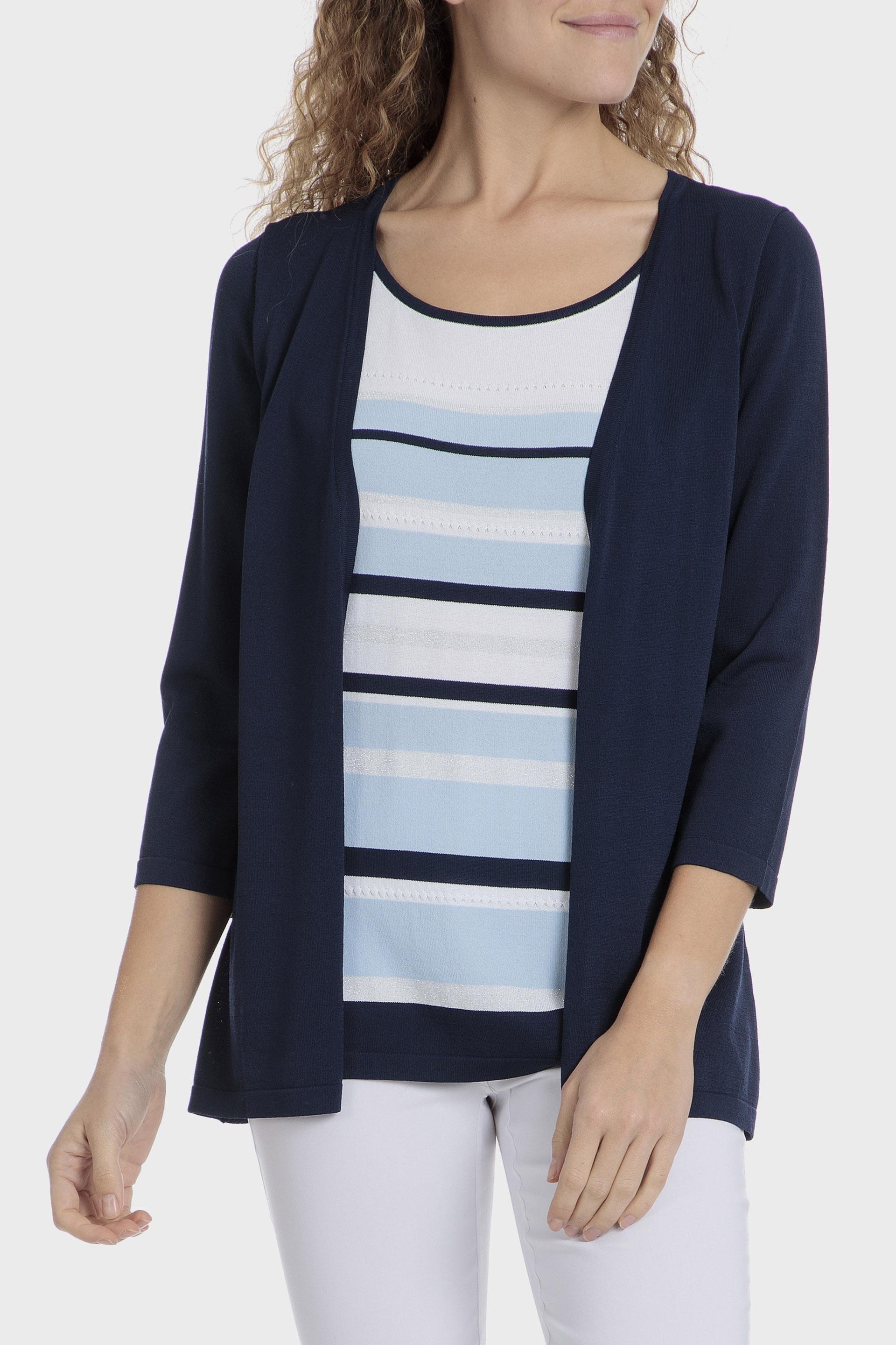 Navy Plain Knit Twinset, , medium