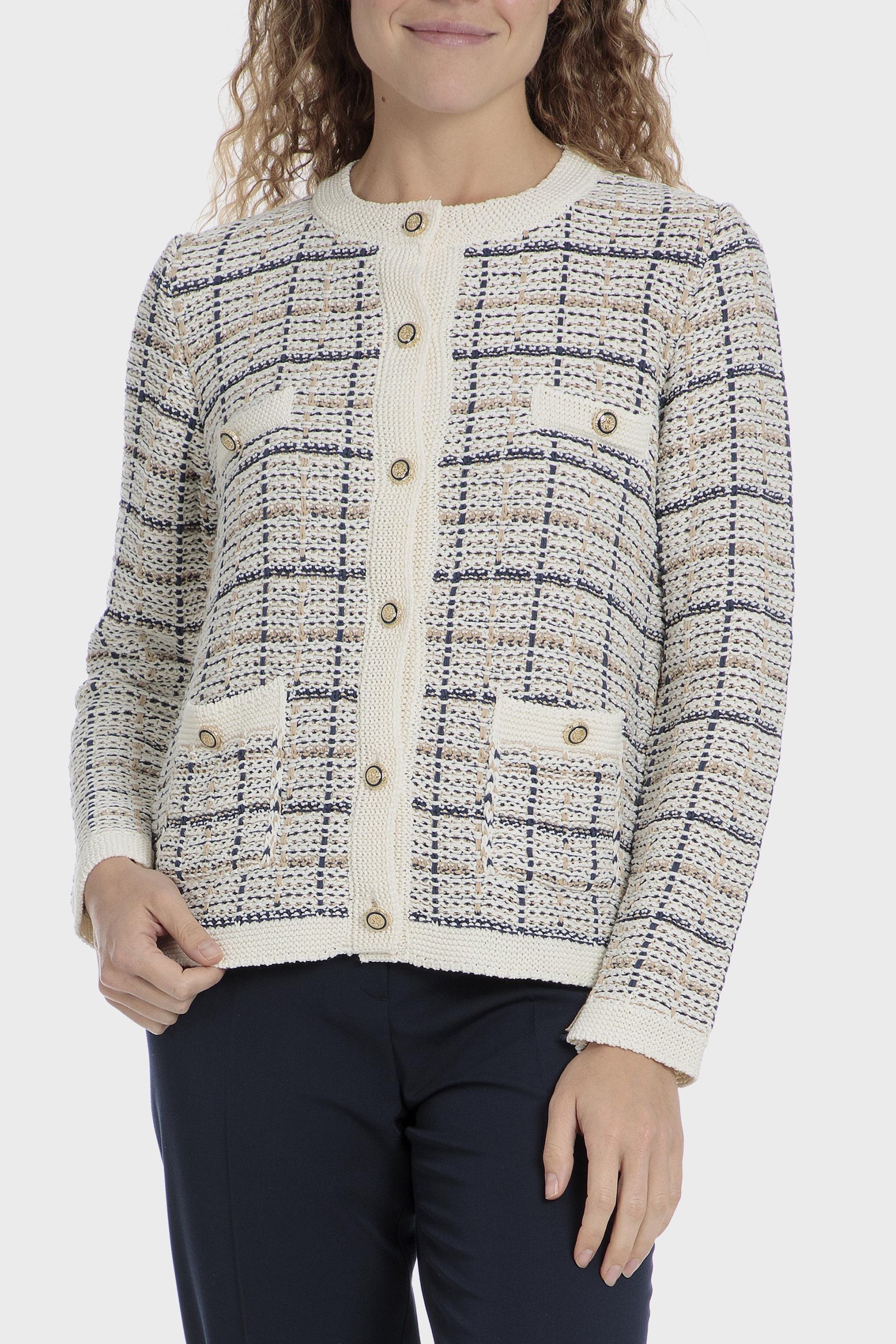 Cream Tweed Jacket With Pockets, 3701_104, large image number 0