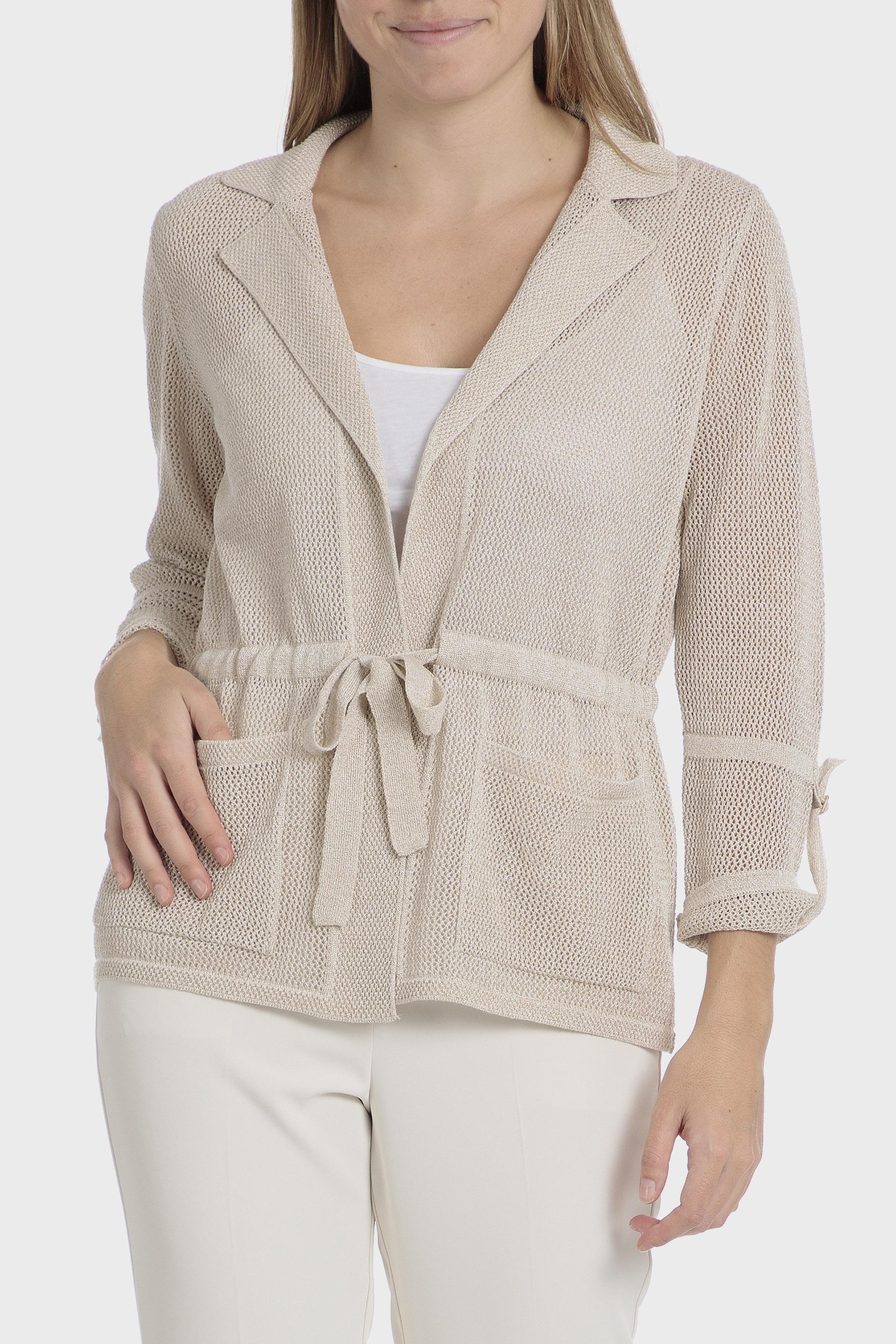 جاكيت بتصميم مفرغ، بيج, Beige, medium