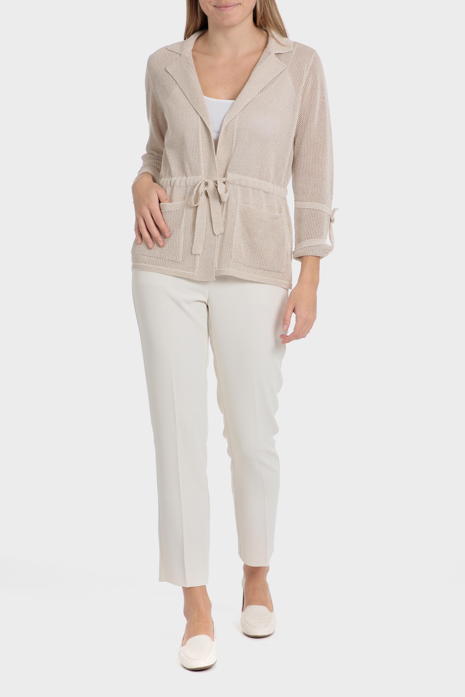 جاكيت بتصميم مفرغ، بيج, Beige, medium