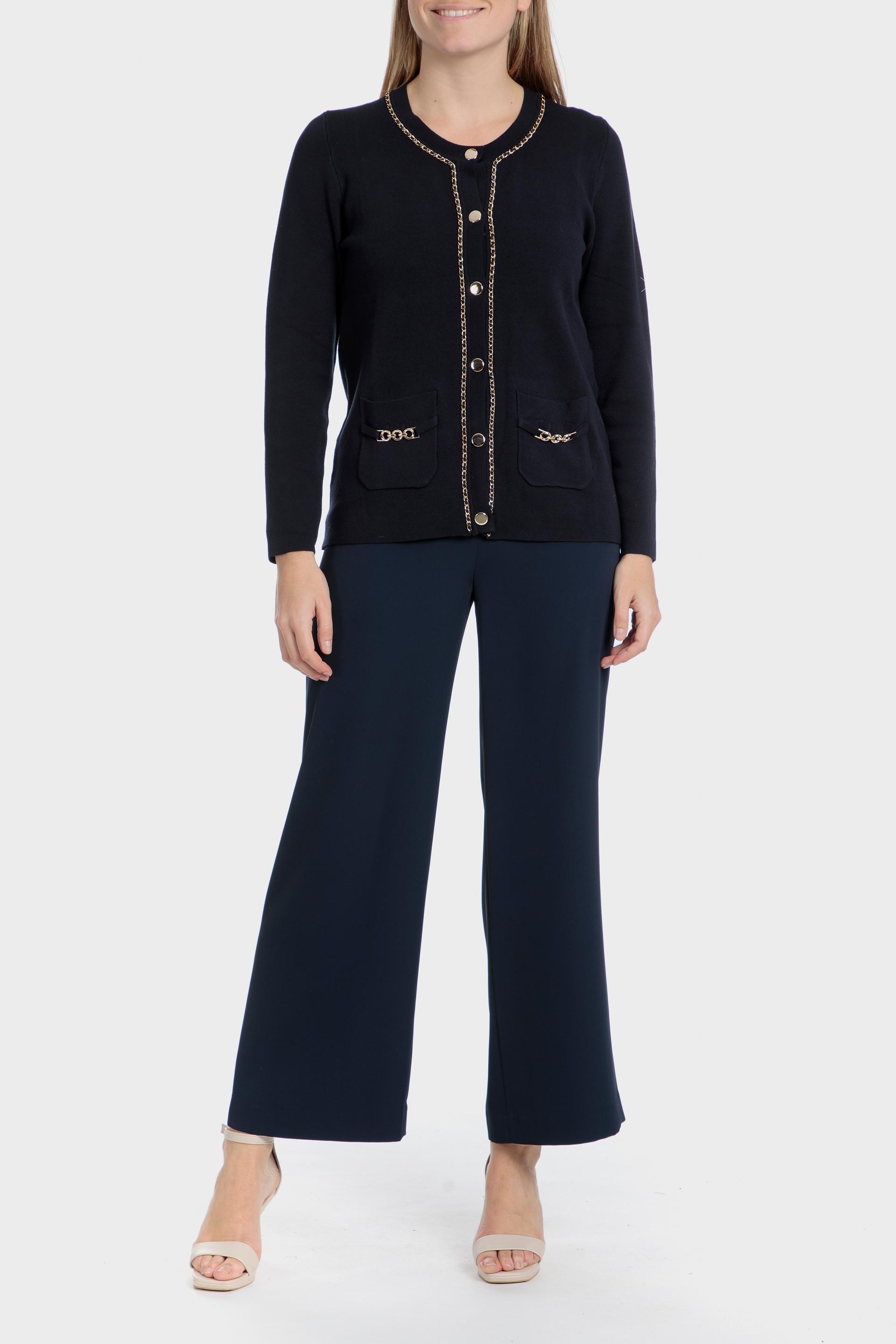 Navy Chain Detail Cardigan, 3701_104, medium