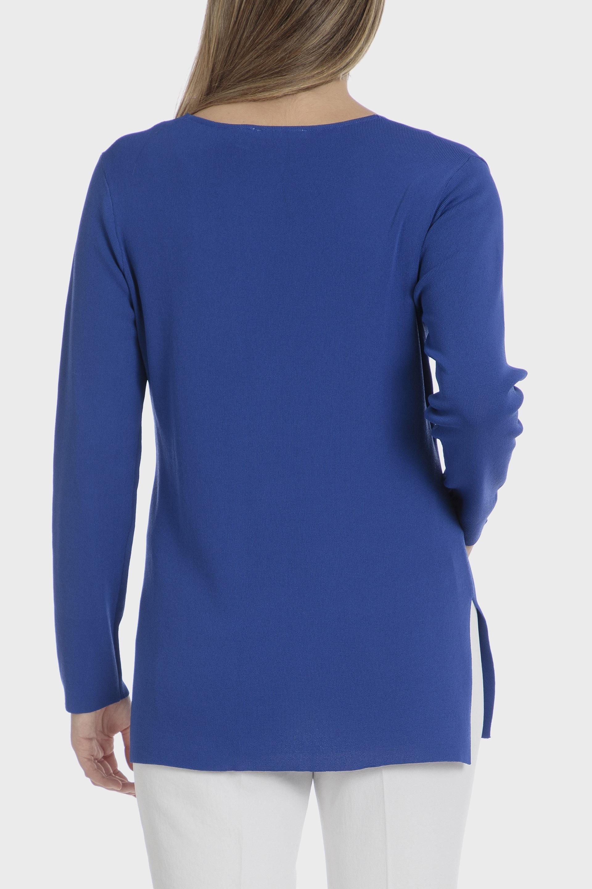 Blue Knitted V-Neck Cardigan, 3701_361, large image number 1