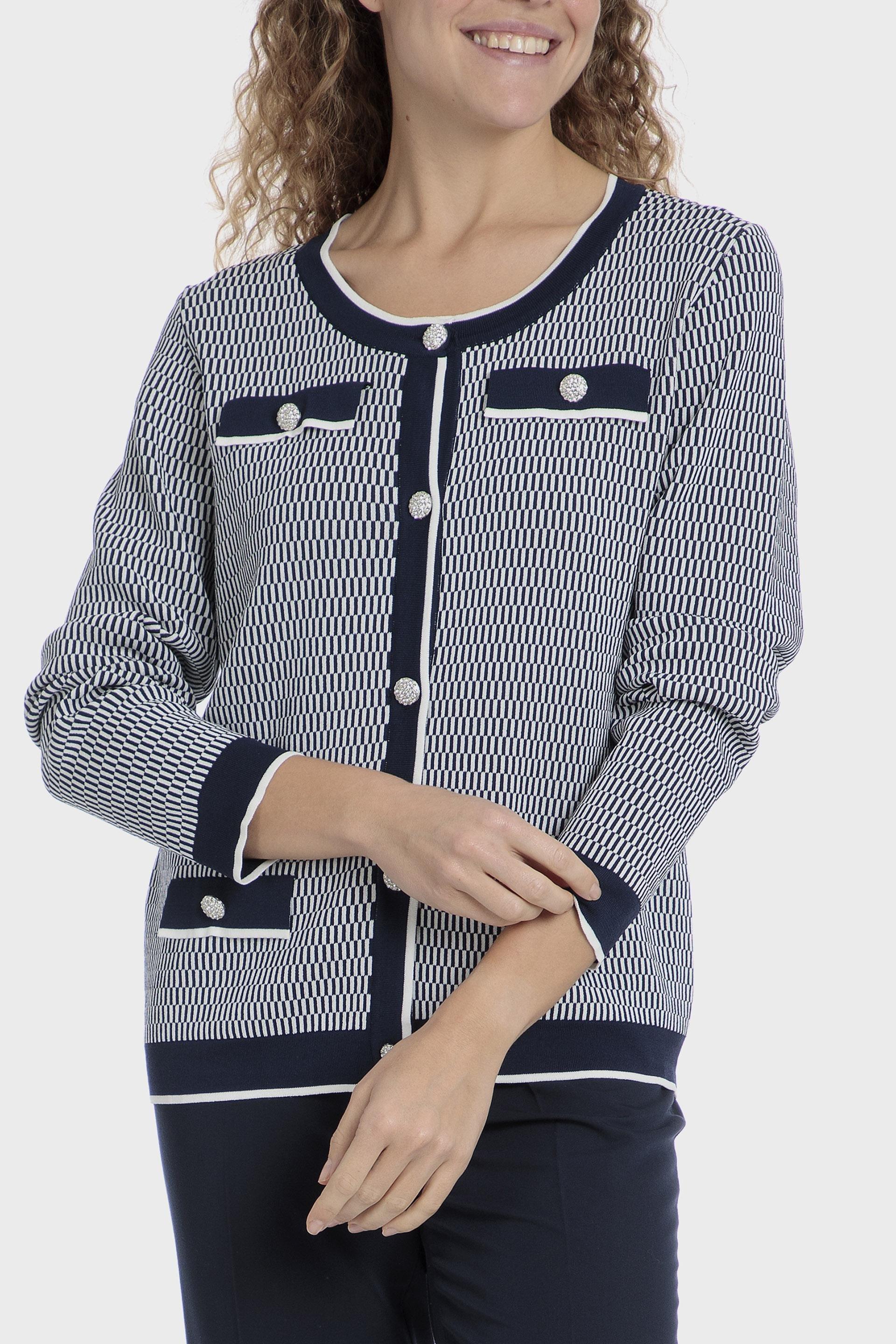 جاكيت بارز الملمس بأزرار أمامية، كحلي, 3701_104, medium