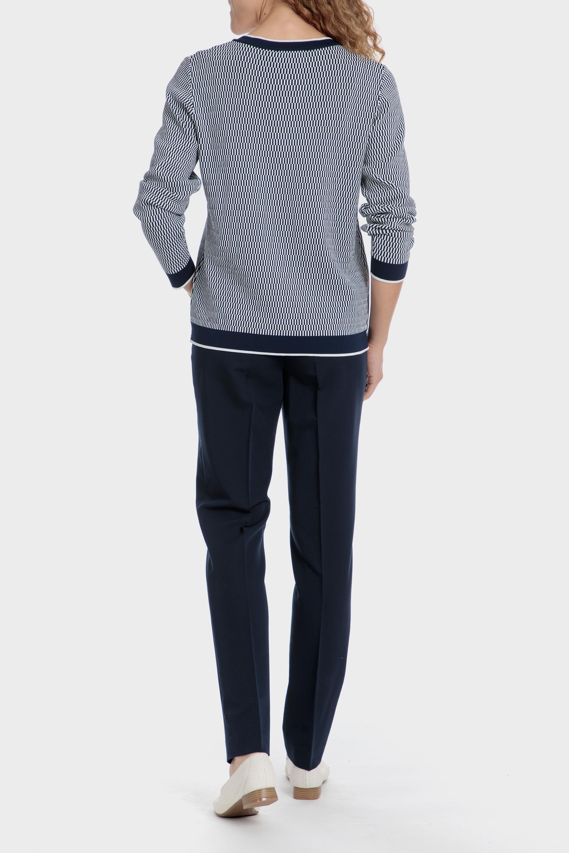 Navy Striped Button Front Jacket, 3701_104, large image number 3