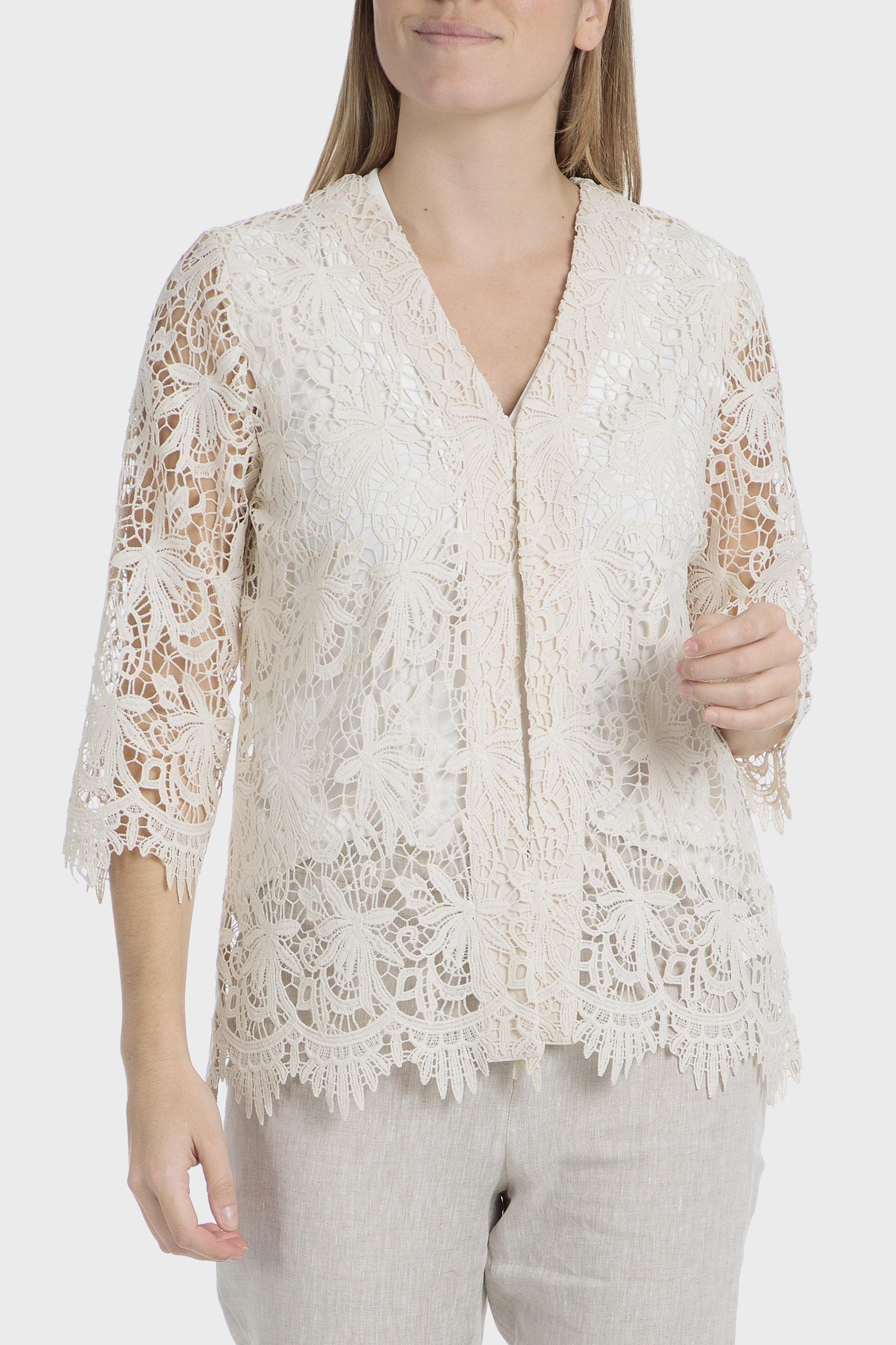 Cream Crochet Party Jacket, , large image number 0