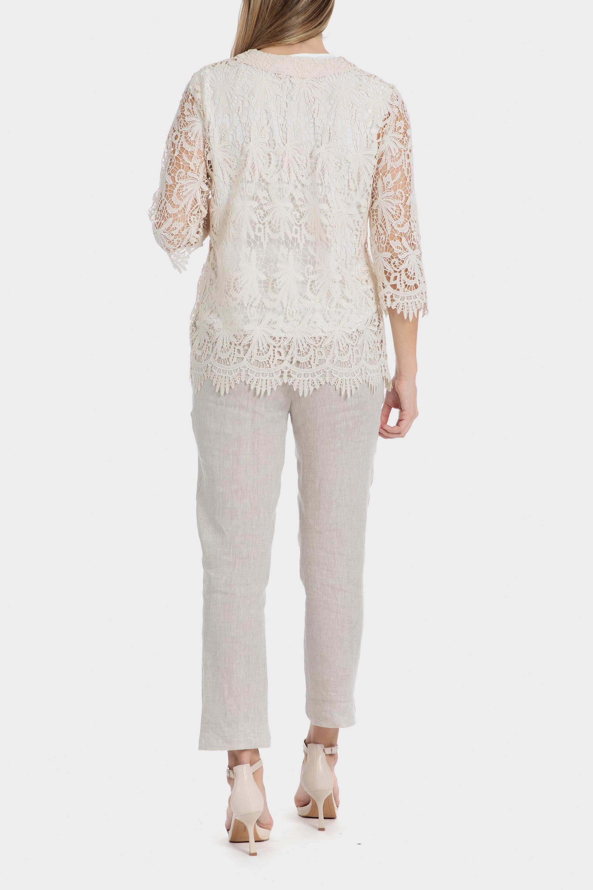 Cream Crochet Party Jacket, , large image number 3
