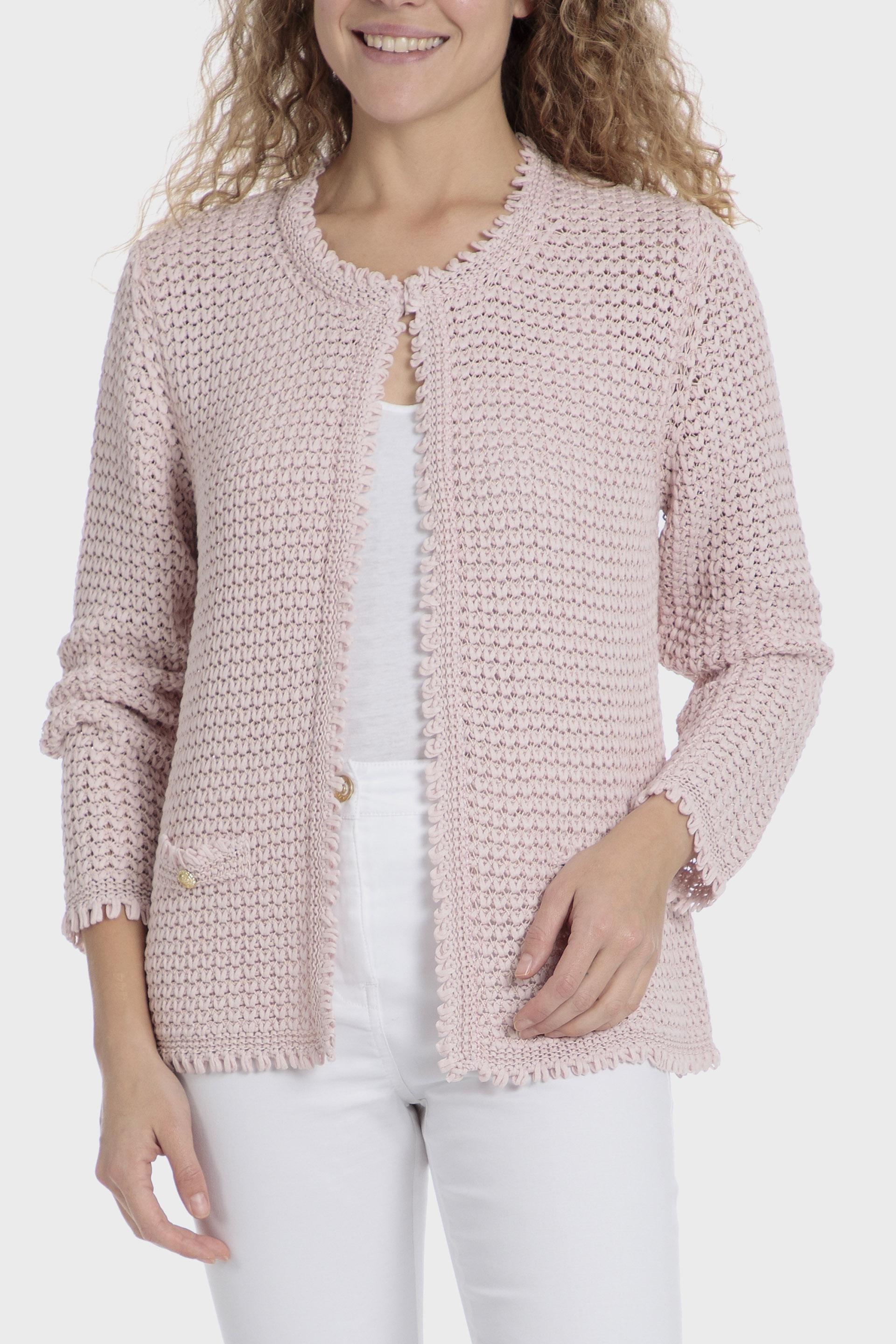 Pink Crochet Thread Jacket, , large image number 0