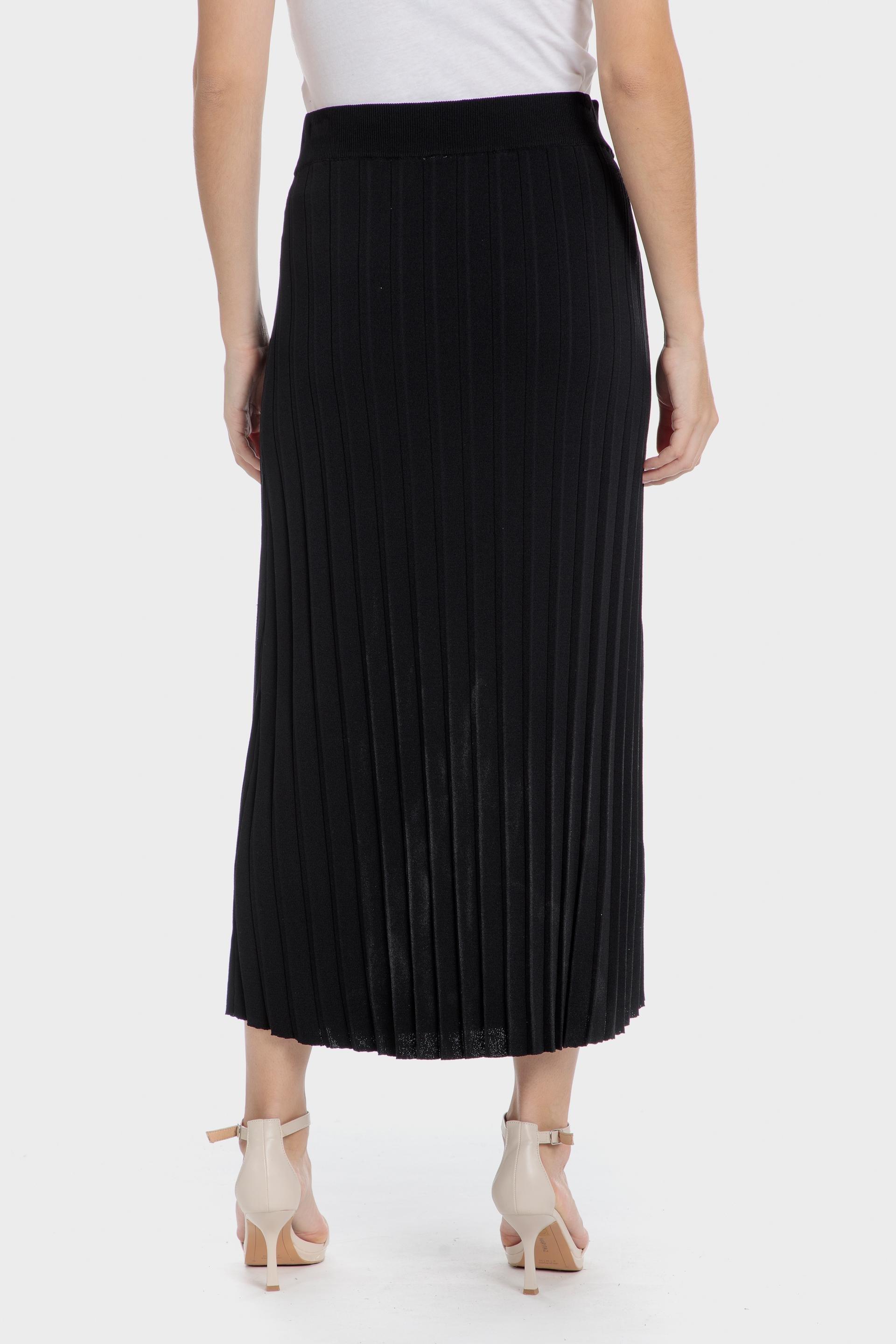 Black Plain Pleated Midi Skirt, , large image number 1