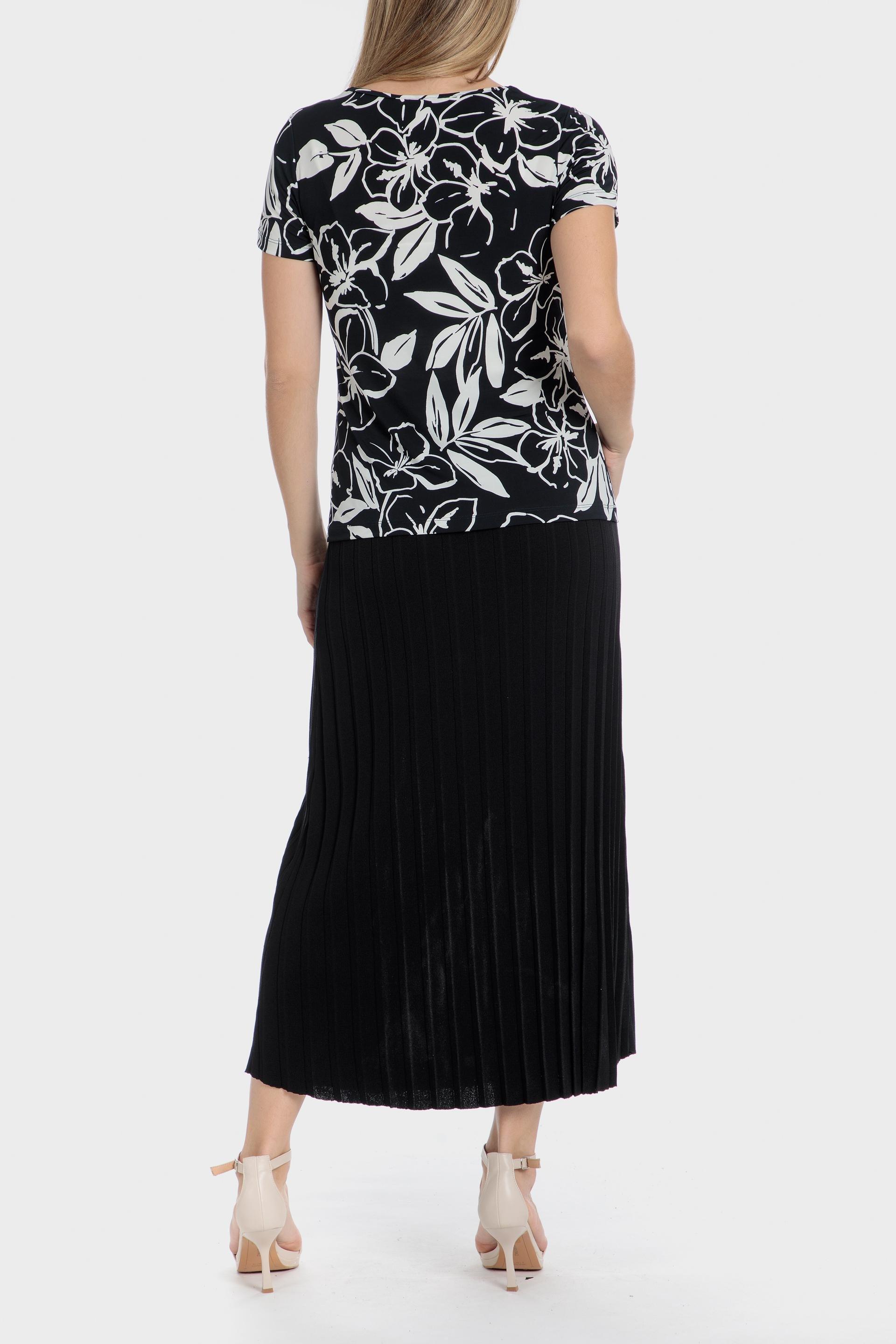 Black Plain Pleated Midi Skirt, , large image number 3