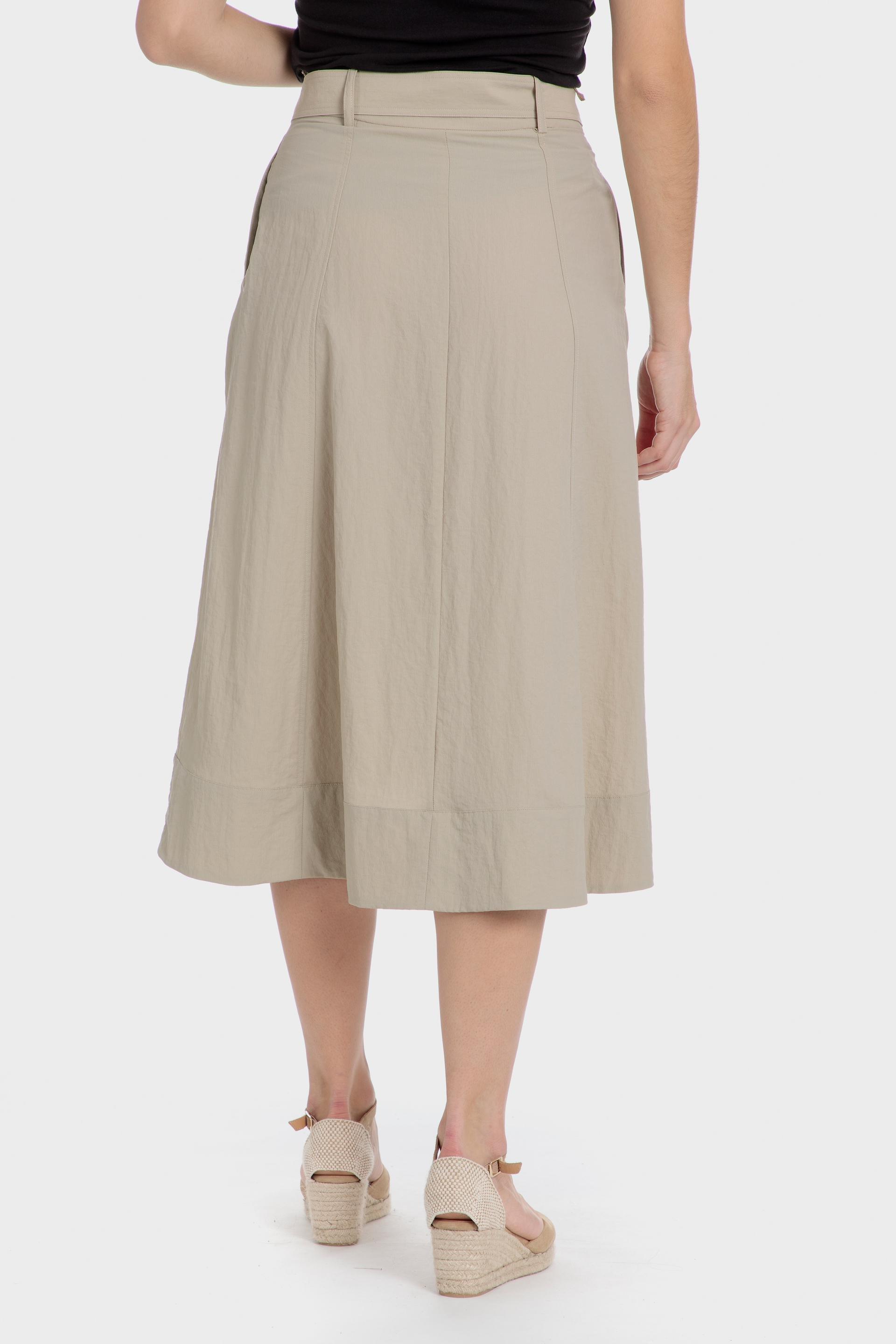 تنورة سادة متوسطة الطول بتصميم ملفوف، بيج, Beige Natual, medium