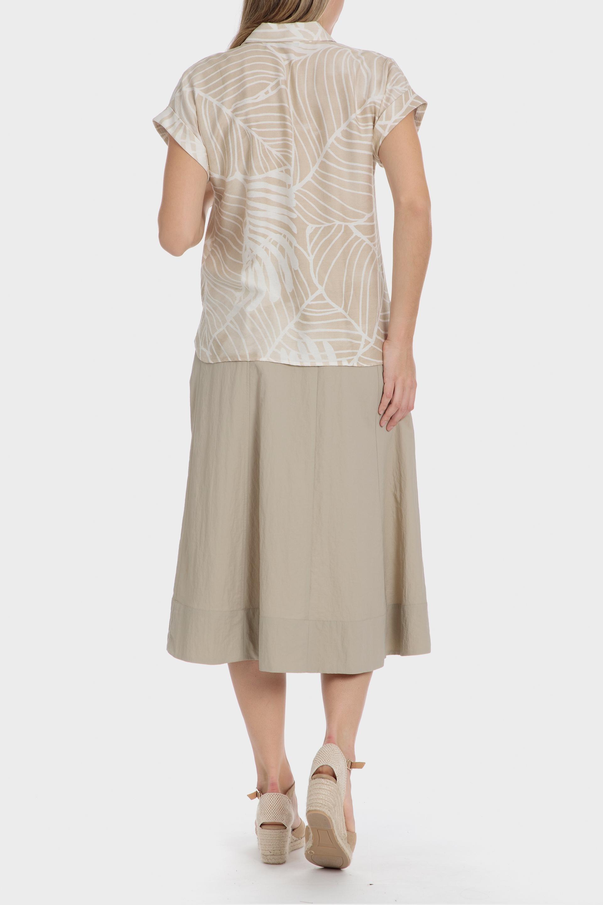 Beige Linen Belted Skirt, 3701_189, large image number 4