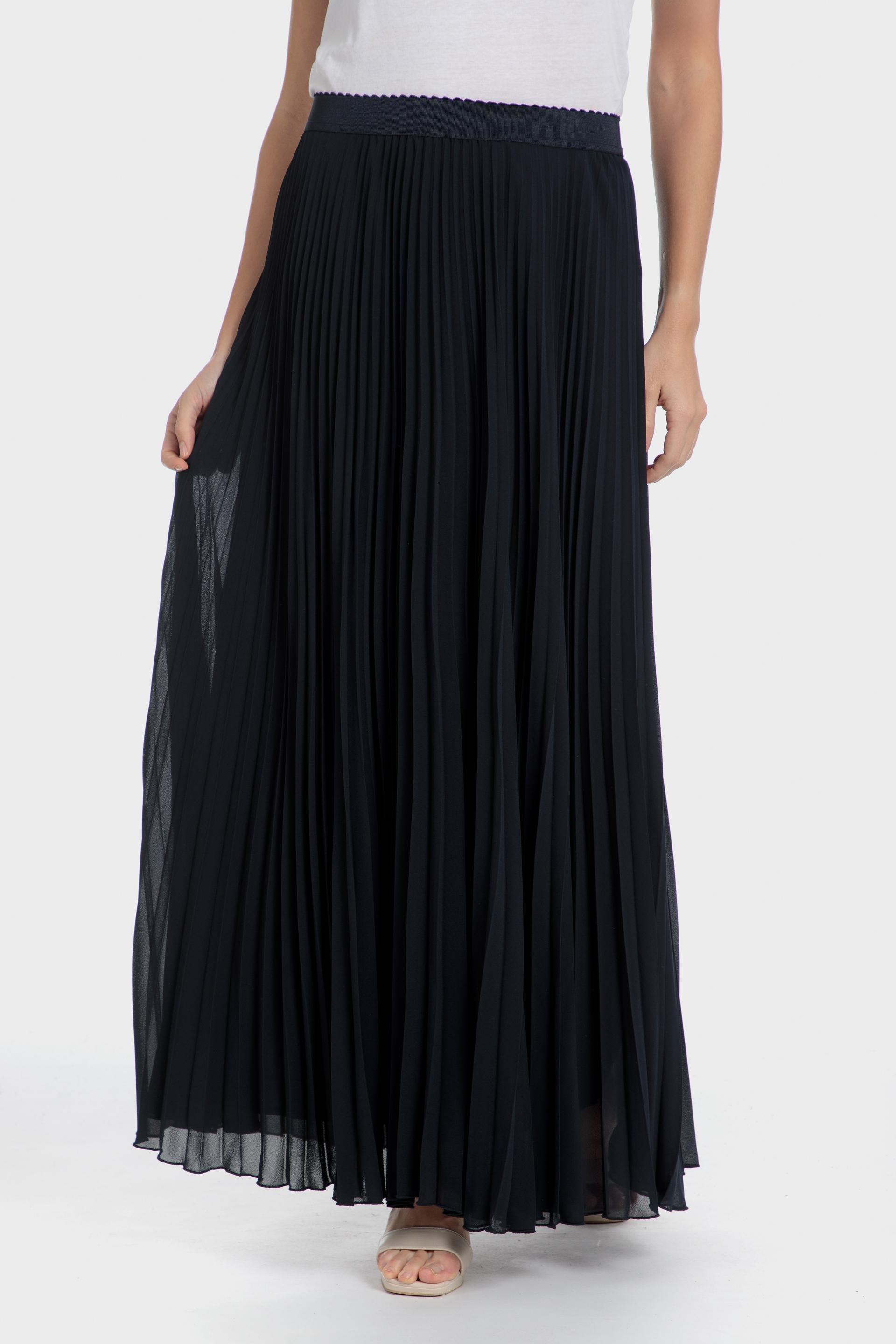 Navy Long Pleated Skirt, , large image number 1