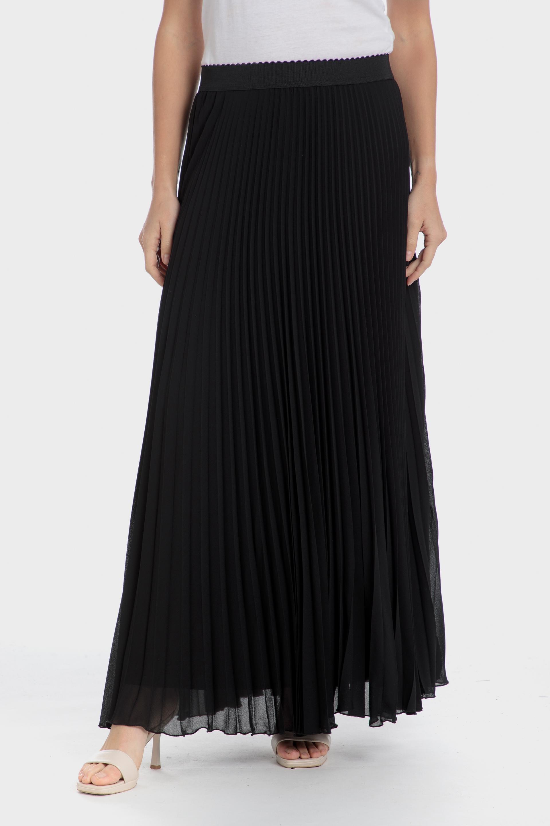 تنورة طويلة بكسرات، أسود, Black, medium