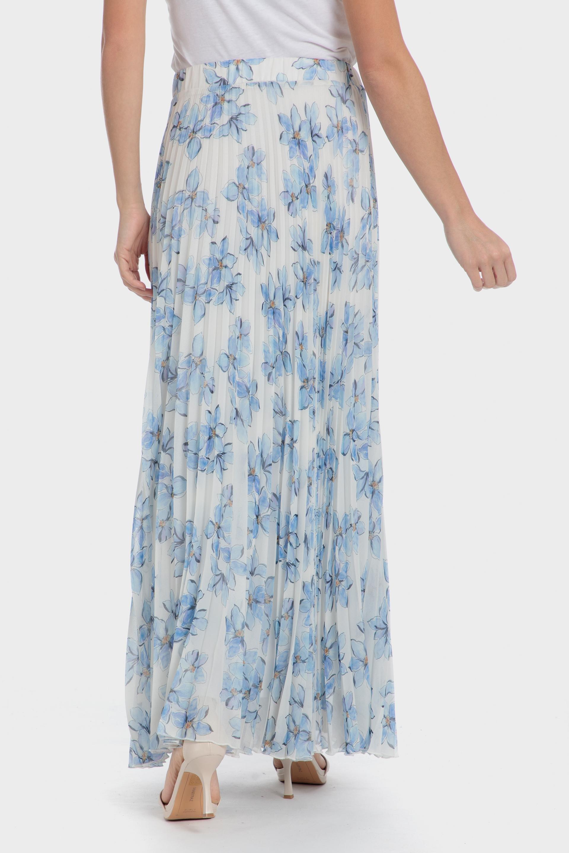 تنورة طويلة بكسرات وطبعة، أزرق, 3701_250, medium