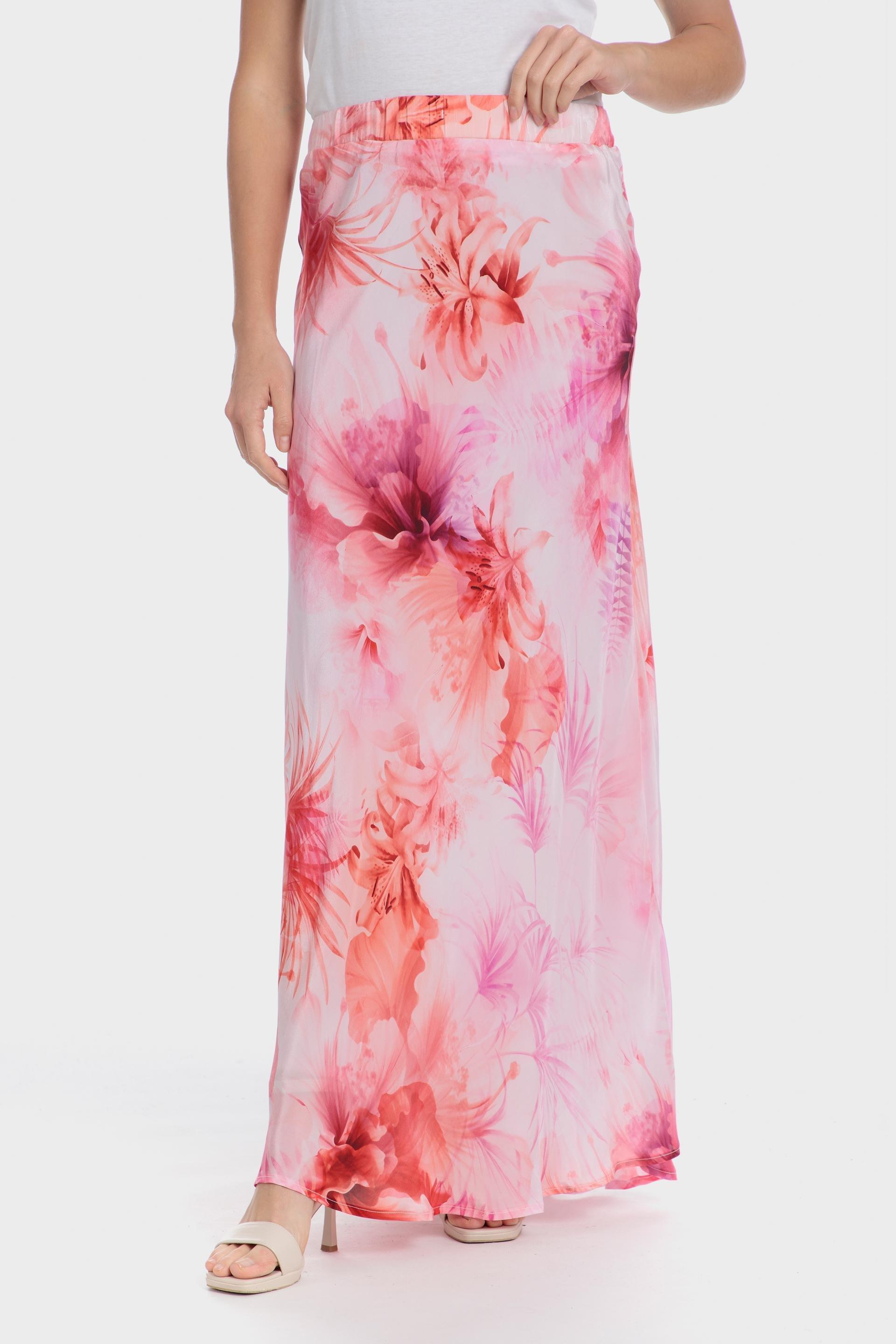 Pink Floral Maxi Skirt, Pink Sorbet, large image number 0