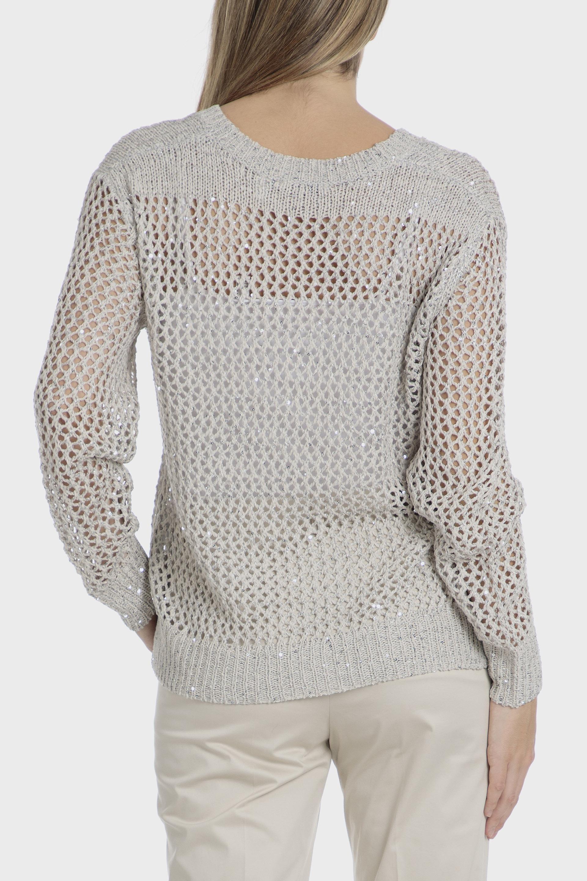 Beige Openwork Sweater, , large image number 1