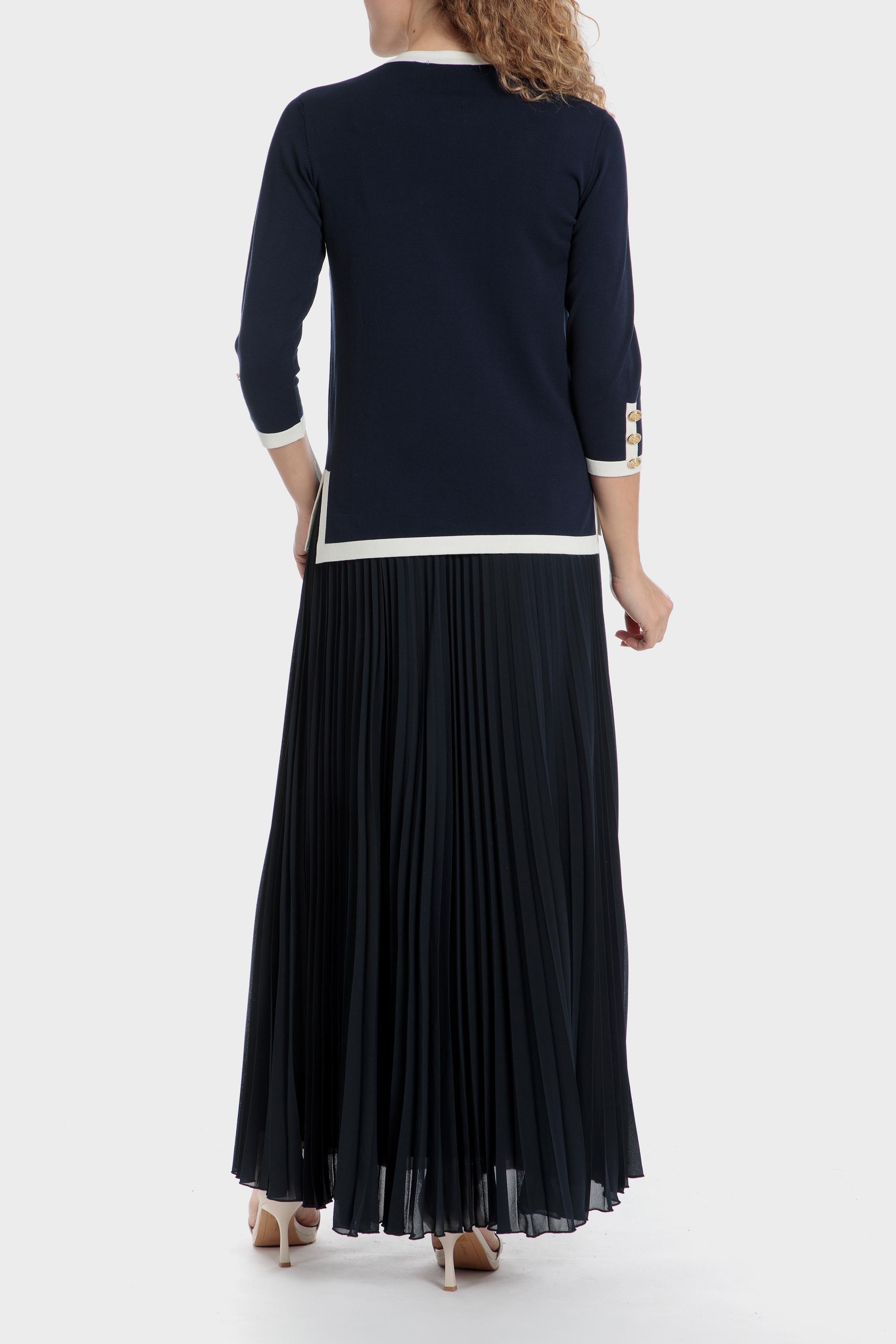 Navy Round Neck Sweater, Blue Navy, large image number 3