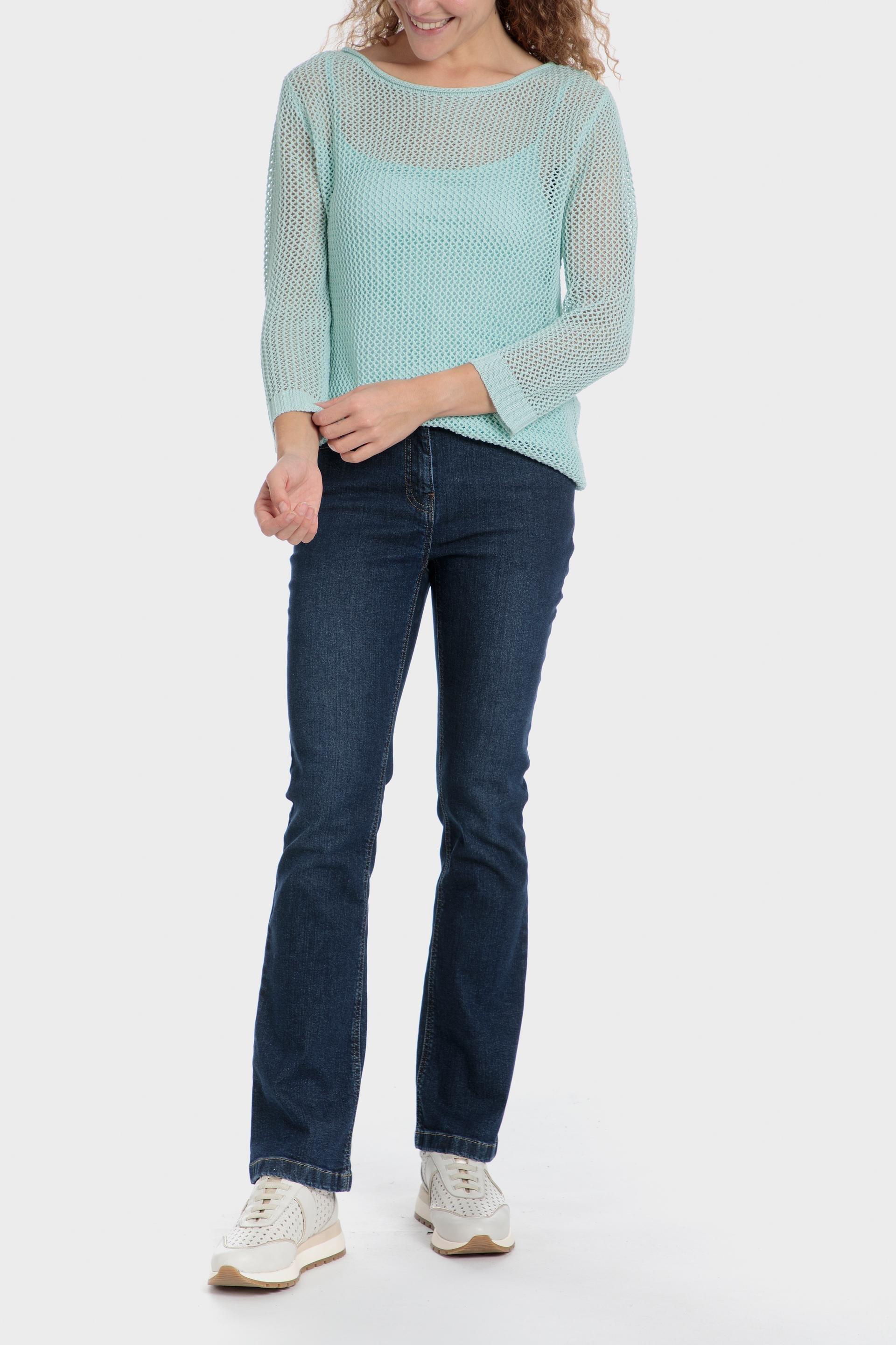 Green Crochet Crew Neck Sweater, 3701_318, medium