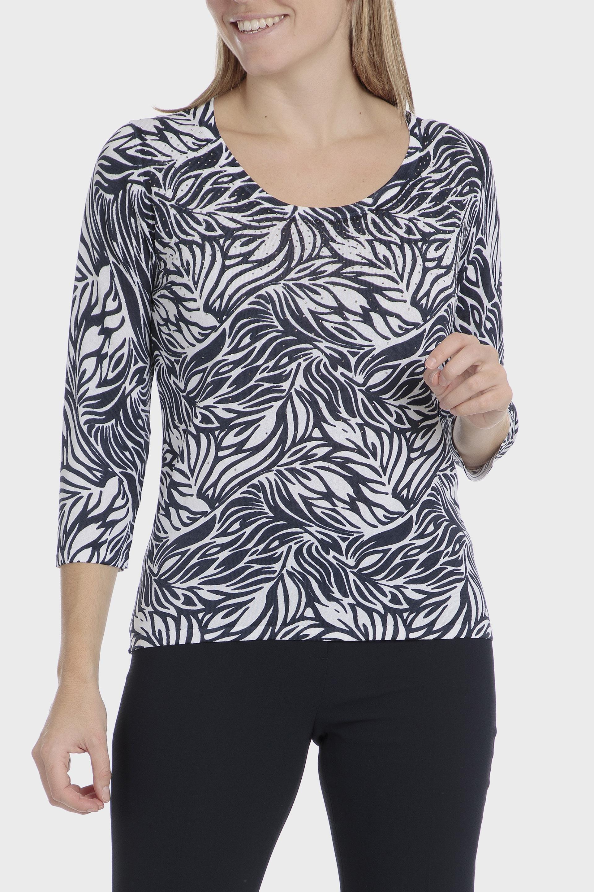 Navy Printed Sweater, 3701_104, medium