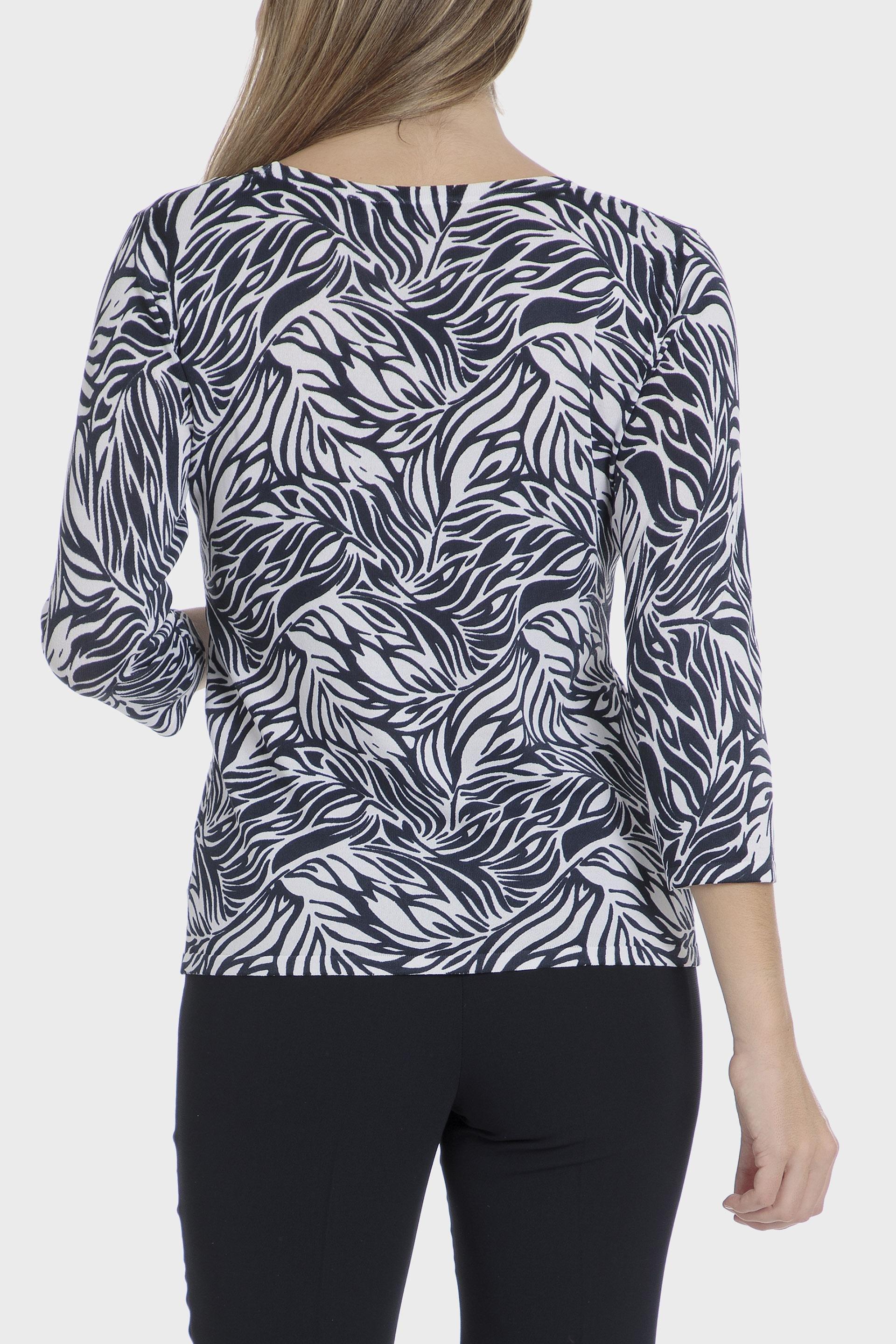 Navy Printed Sweater, 3701_104, medium