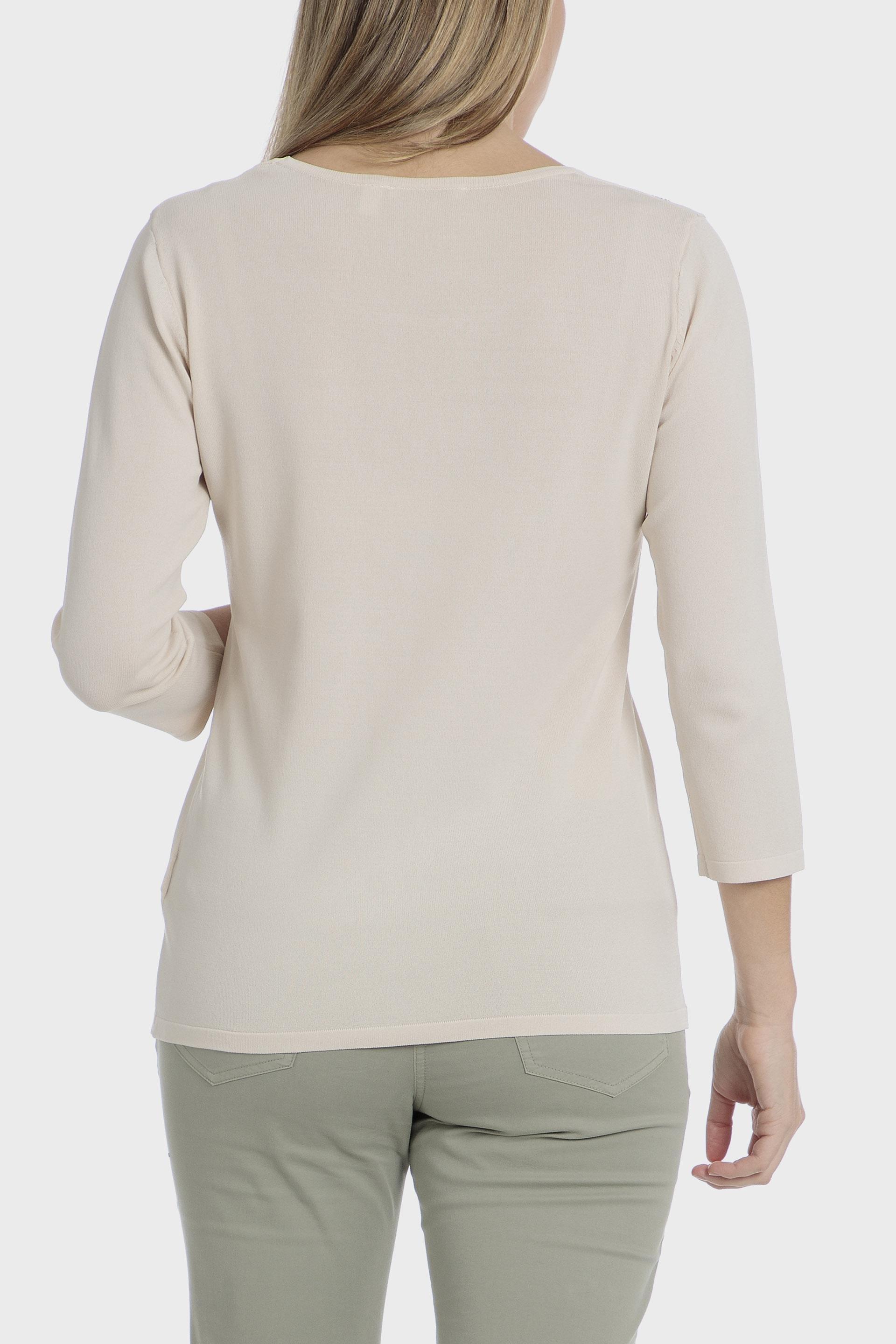Beige Round Neck Sweater, 3701_126, medium