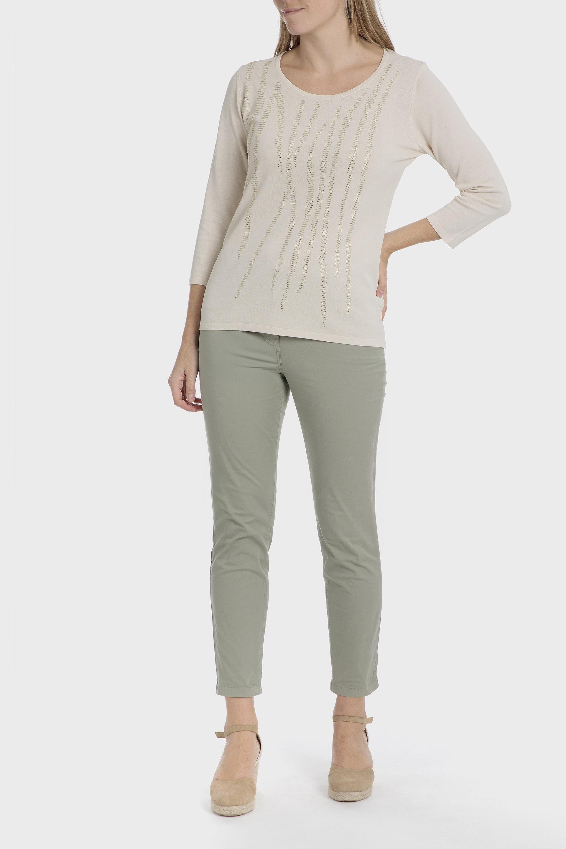 Beige Round Neck Sweater, 3701_126, medium