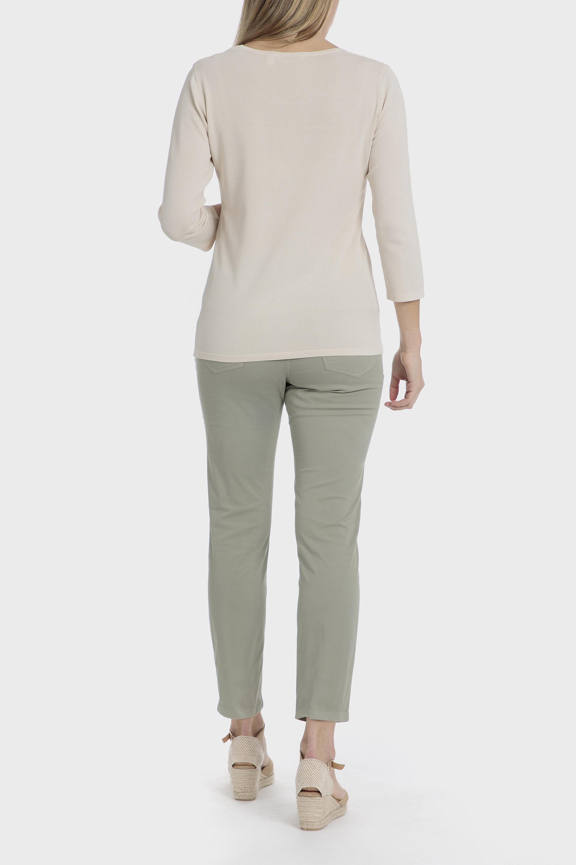 Beige Round Neck Sweater, 3701_126, large image number 3