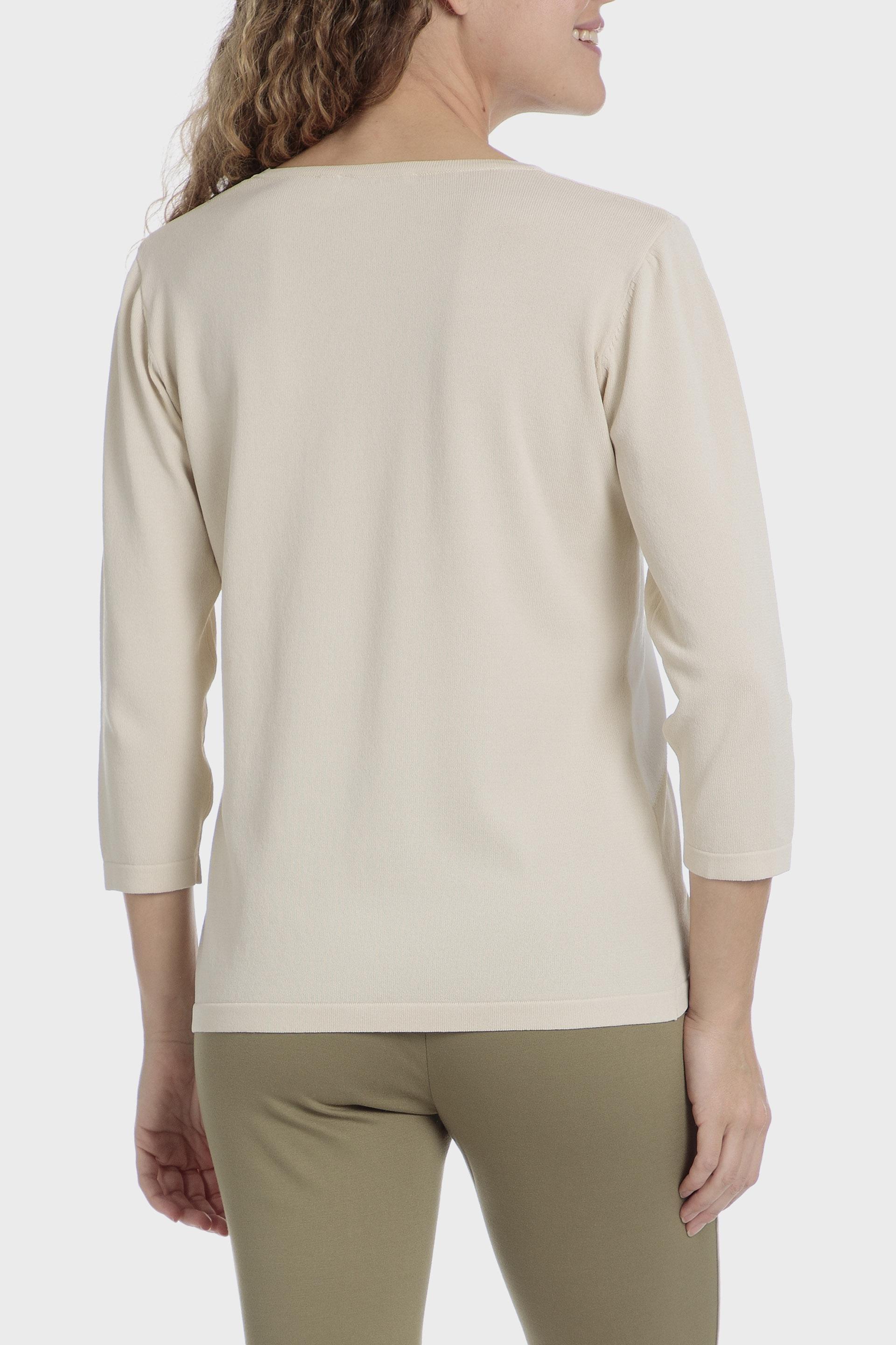 Beige Rhinestone Intarsia Sweater, Beige, medium