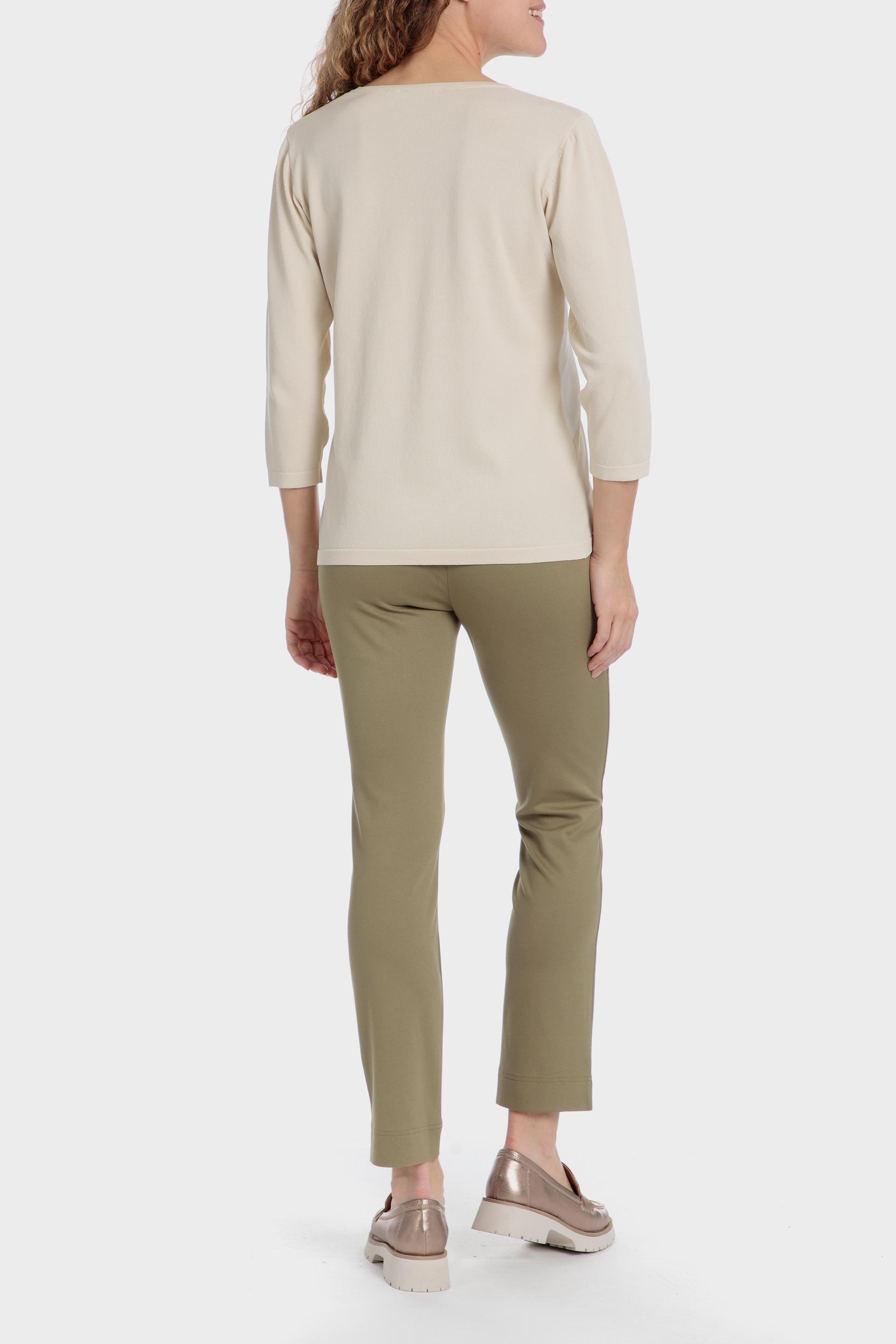 Beige Rhinestone Intarsia Sweater, Beige, large image number 6