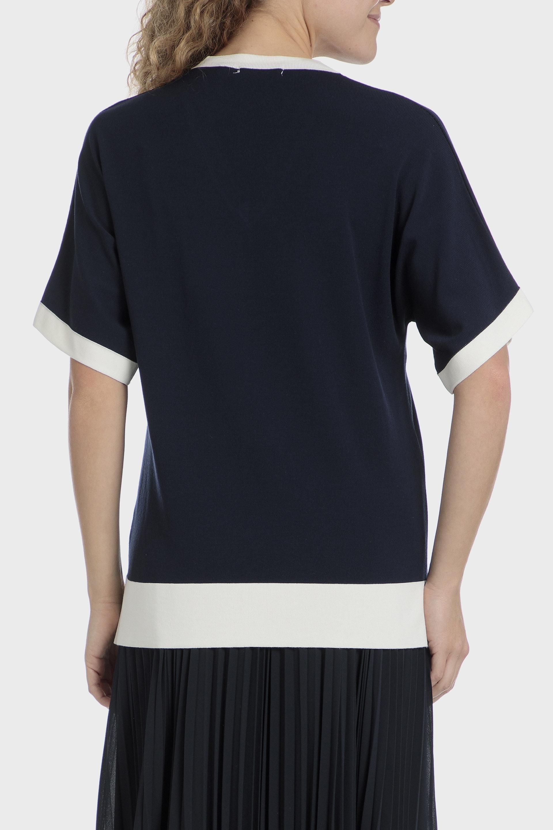 Navy V-Neck Blouse, Blue Navy, large image number 1