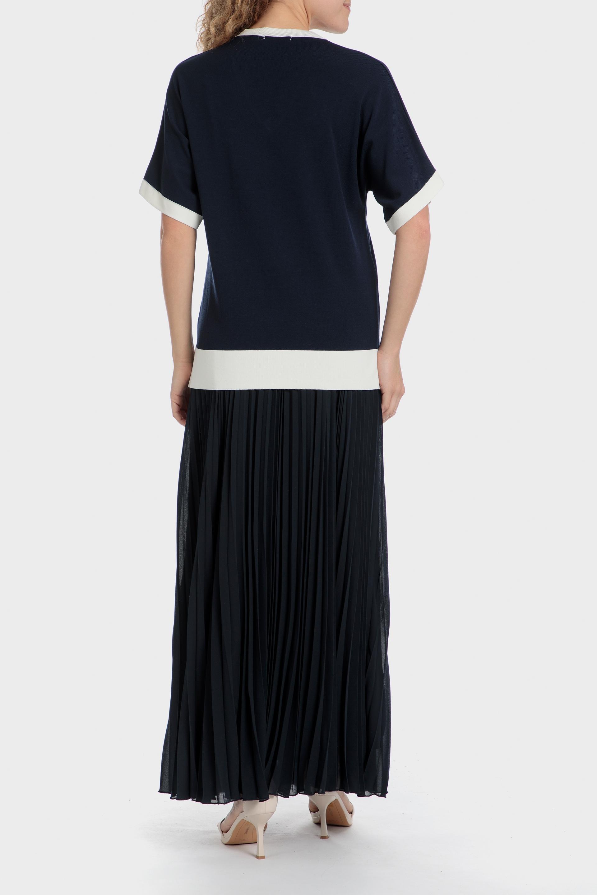 Navy V-Neck Blouse, Blue Navy, large image number 3