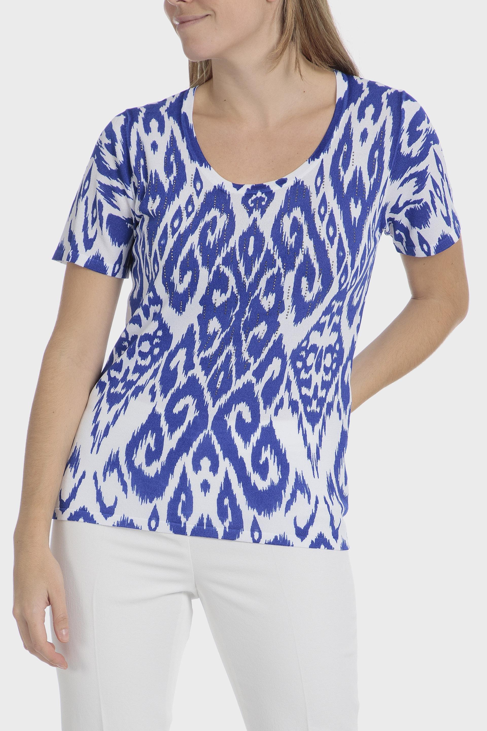 Blue Ethnic Print Shirt, , medium