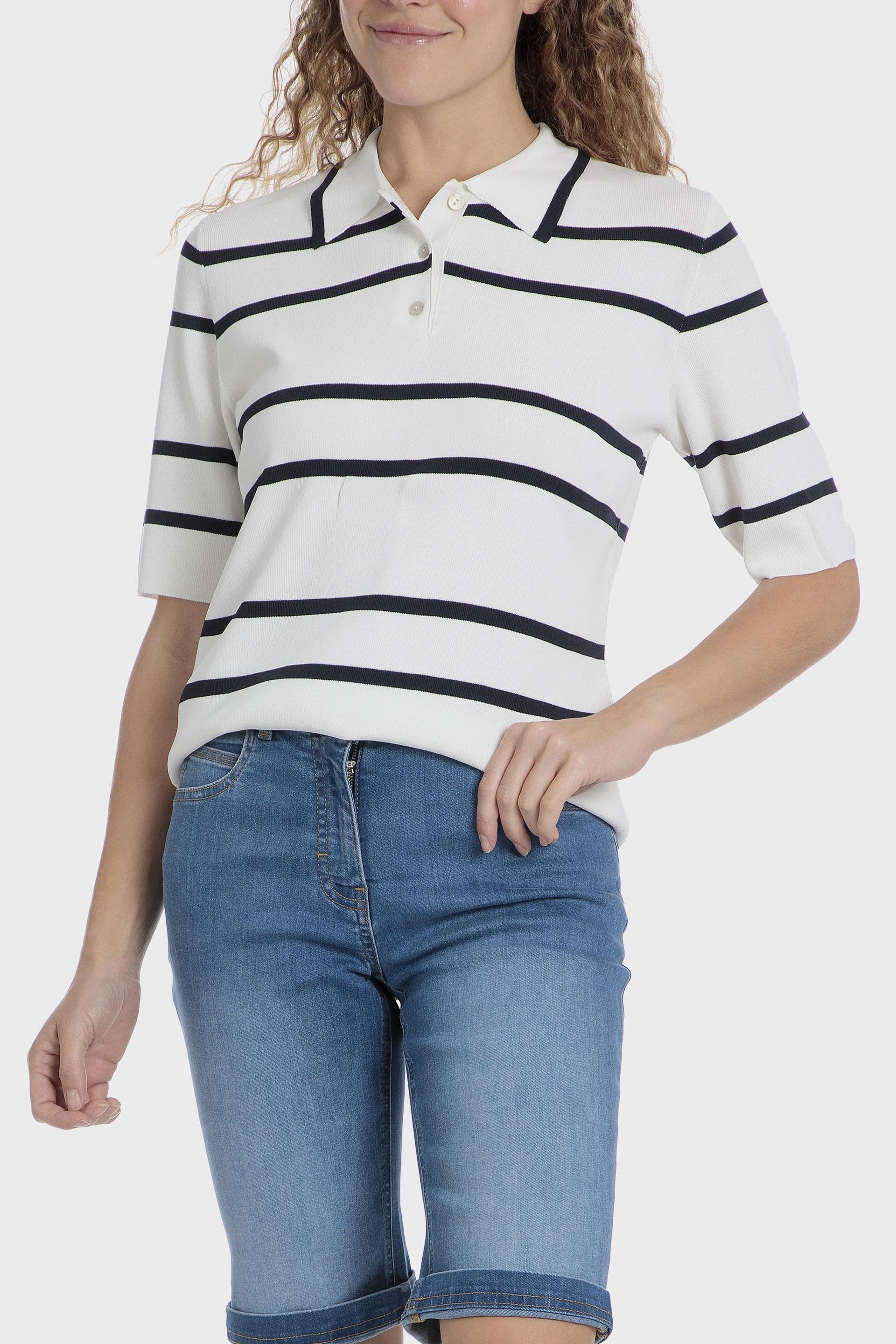 تيشيرت بولو مخطط، أبيض, White Off White, medium