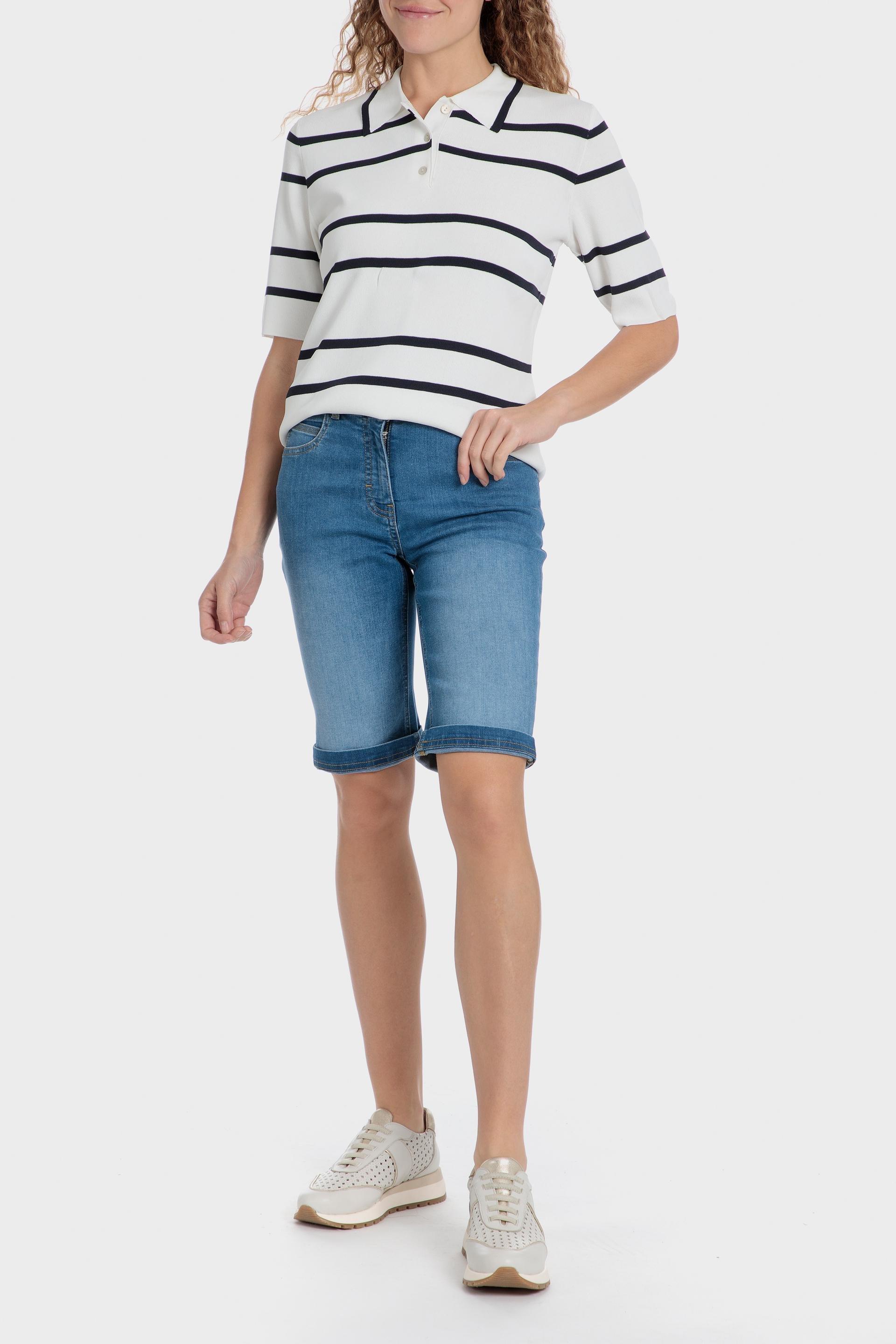 Striped Polo T-Shirt, White Off White, medium