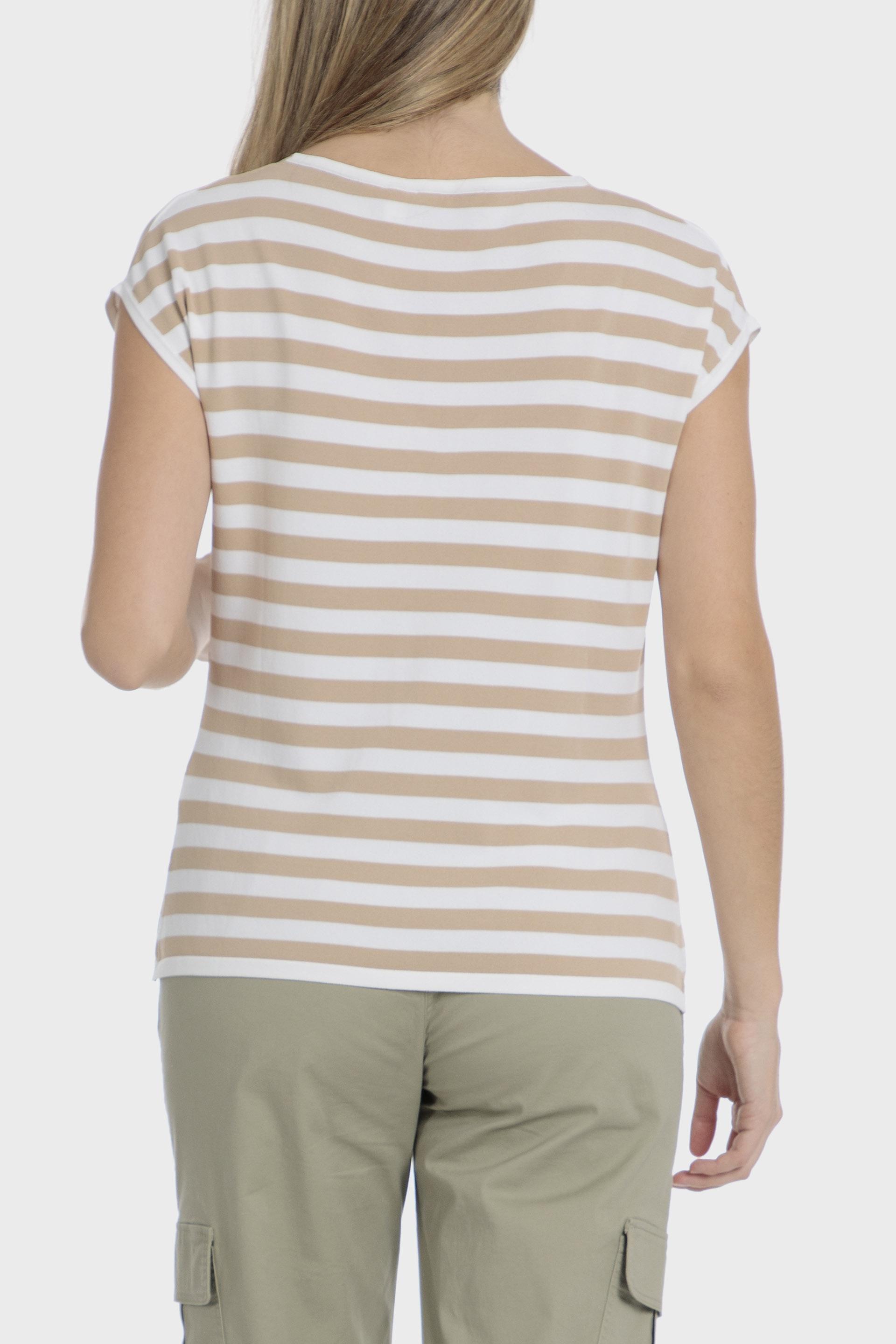 Beige Striped Retro T-Shirt, , large image number 1