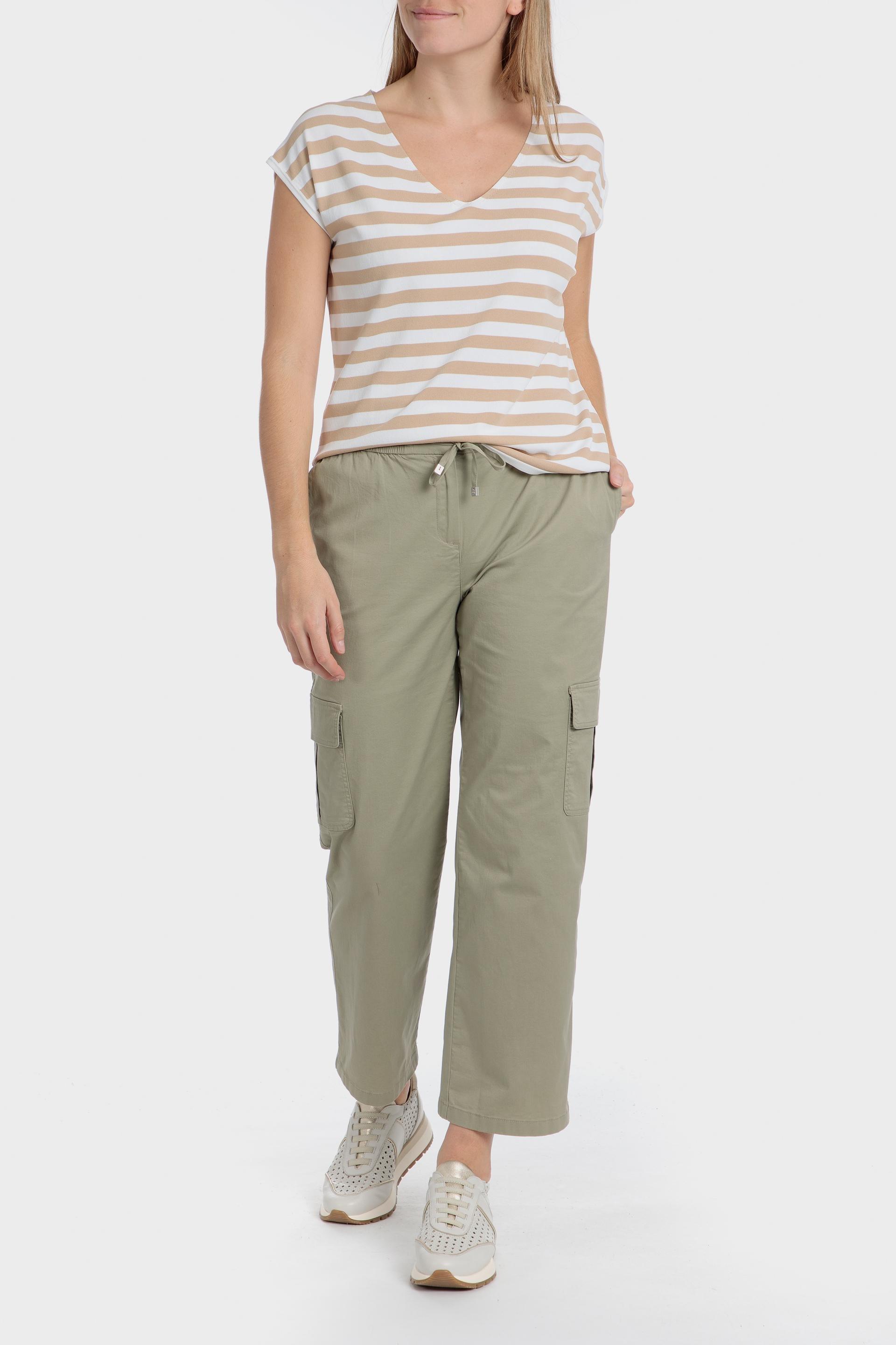 Beige Striped Retro T-Shirt, , large image number 2
