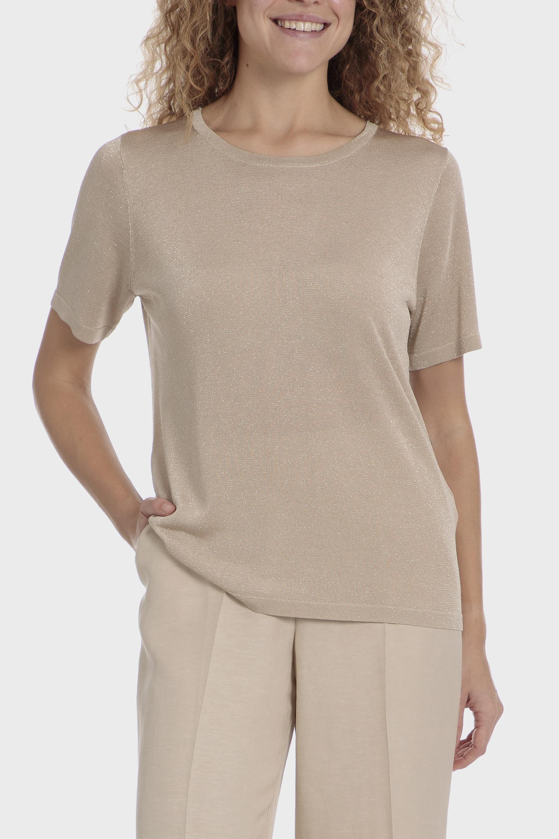 Beige Metallic Thread Sweater, 3701_126, medium