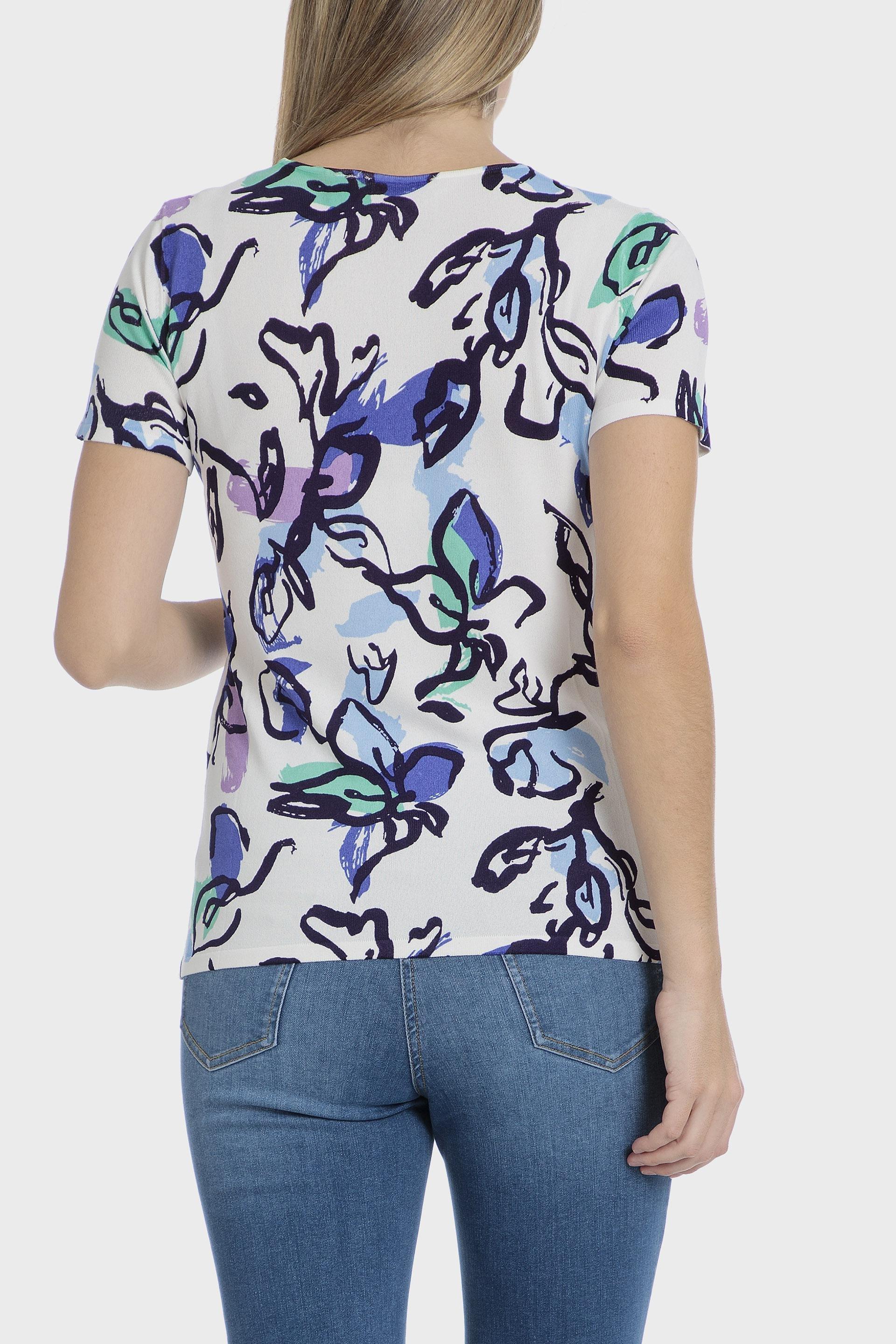 Blue Floral Knit Sweater, , large image number 1