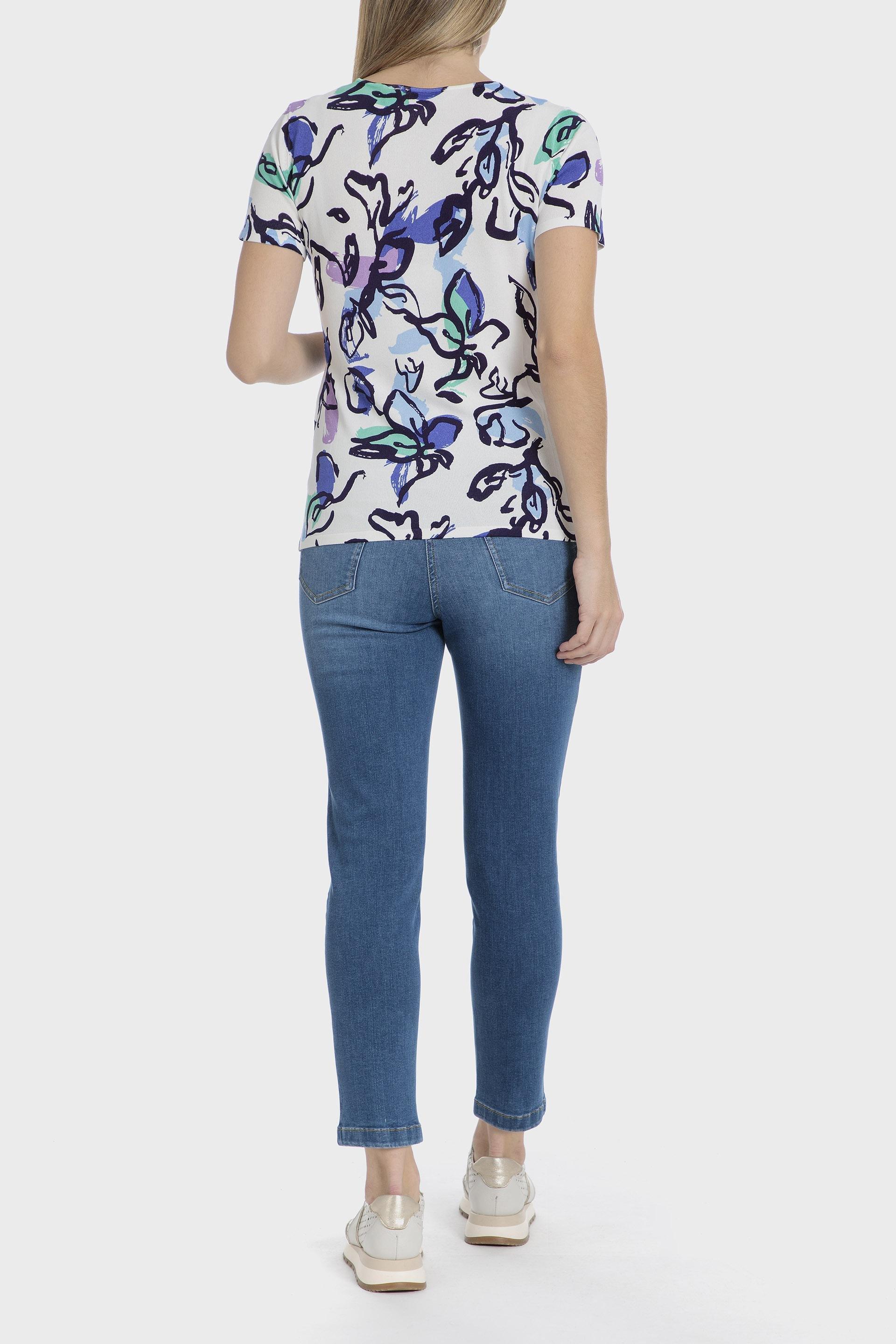 Blue Floral Knit Sweater, , large image number 3