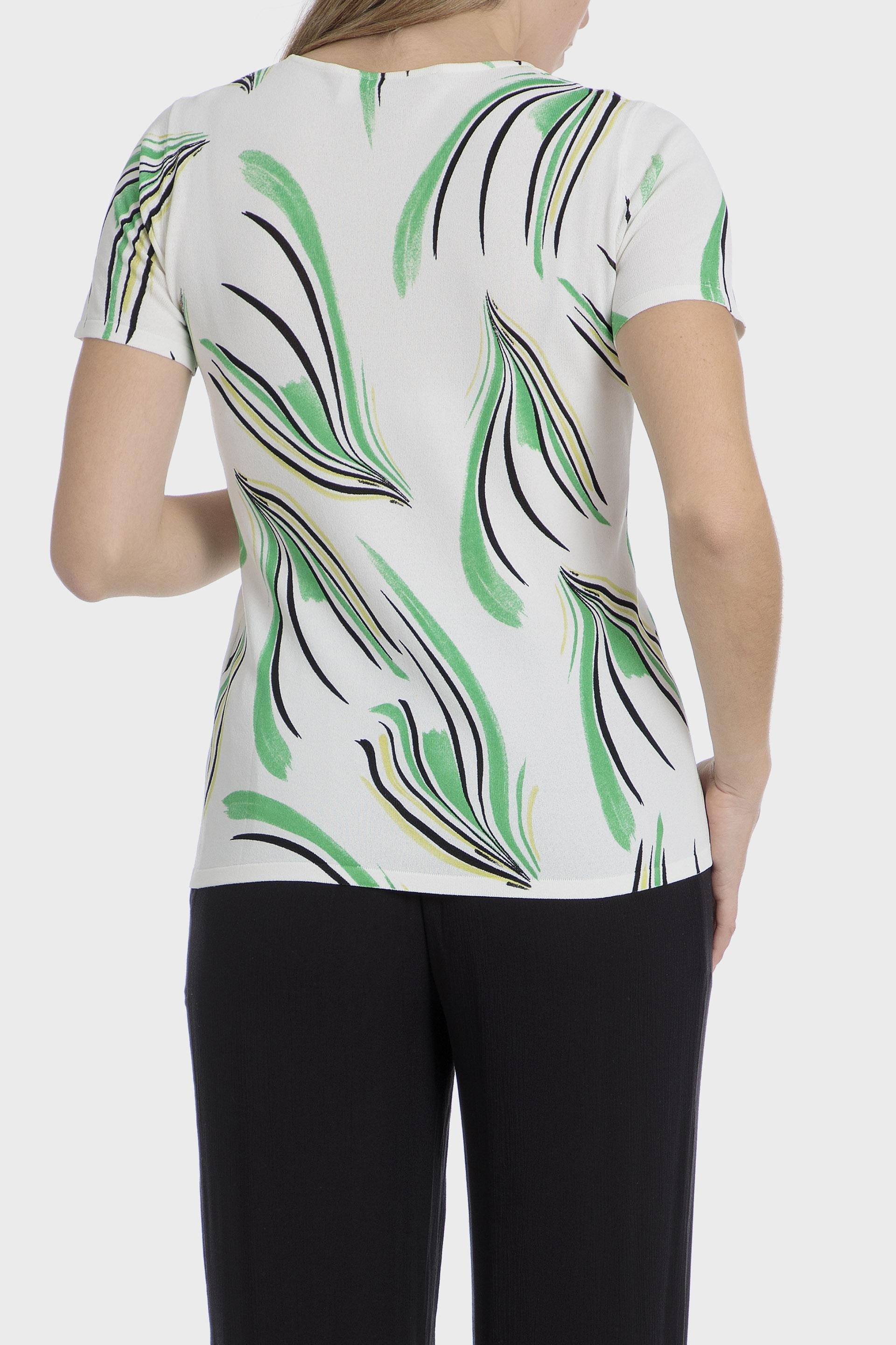 Green Abstract Basic Sweater, , large image number 1