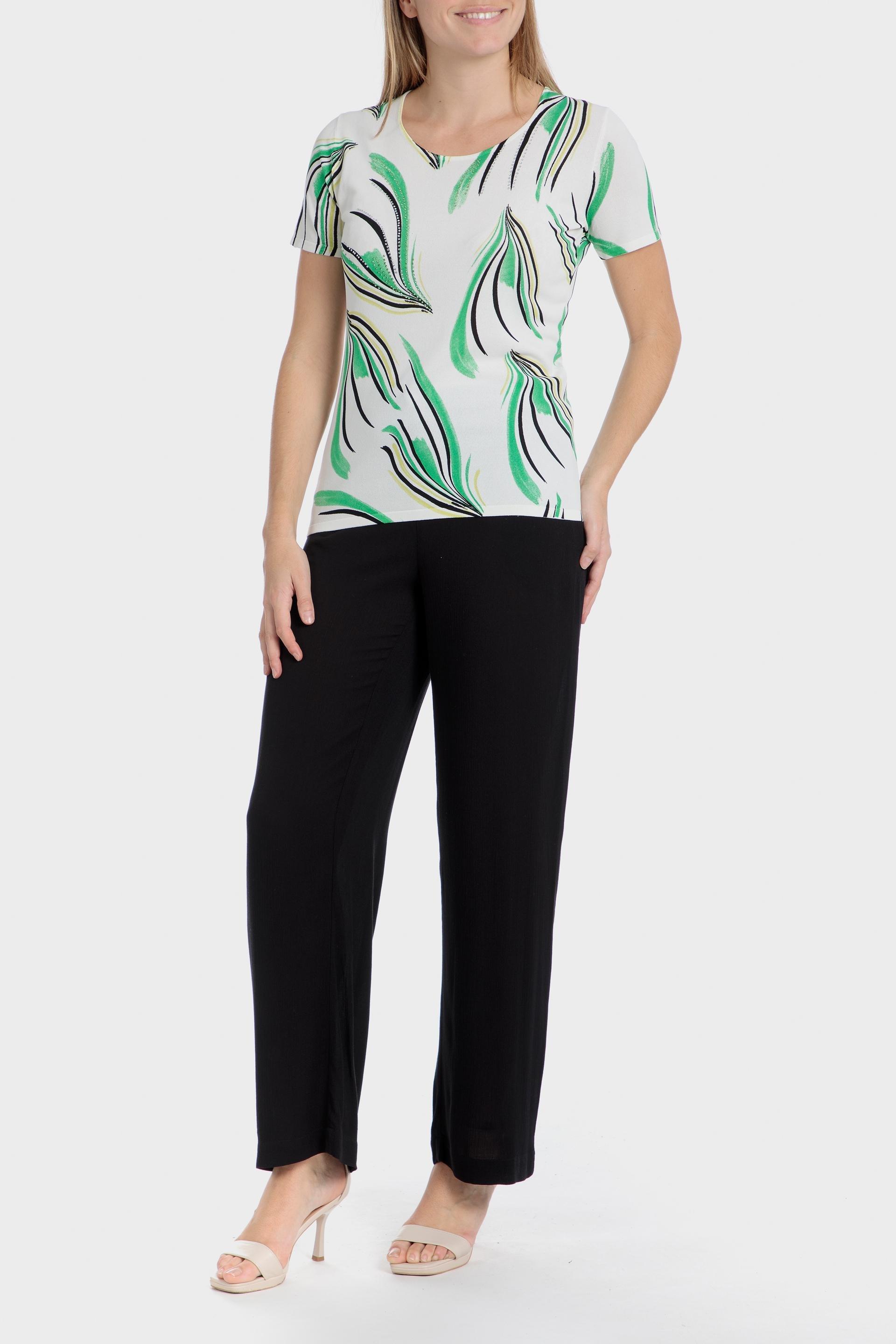 Green Abstract Basic Sweater, , large image number 2