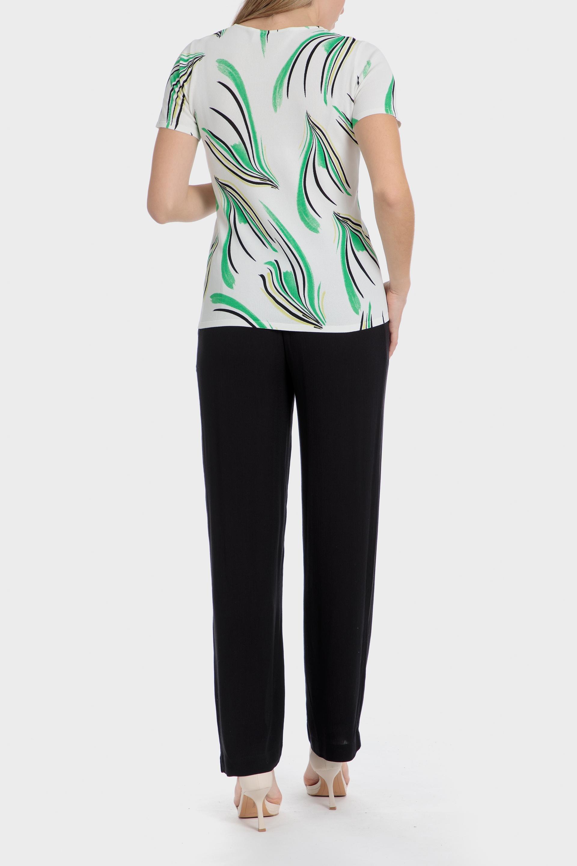 Green Abstract Basic Sweater, , large image number 3