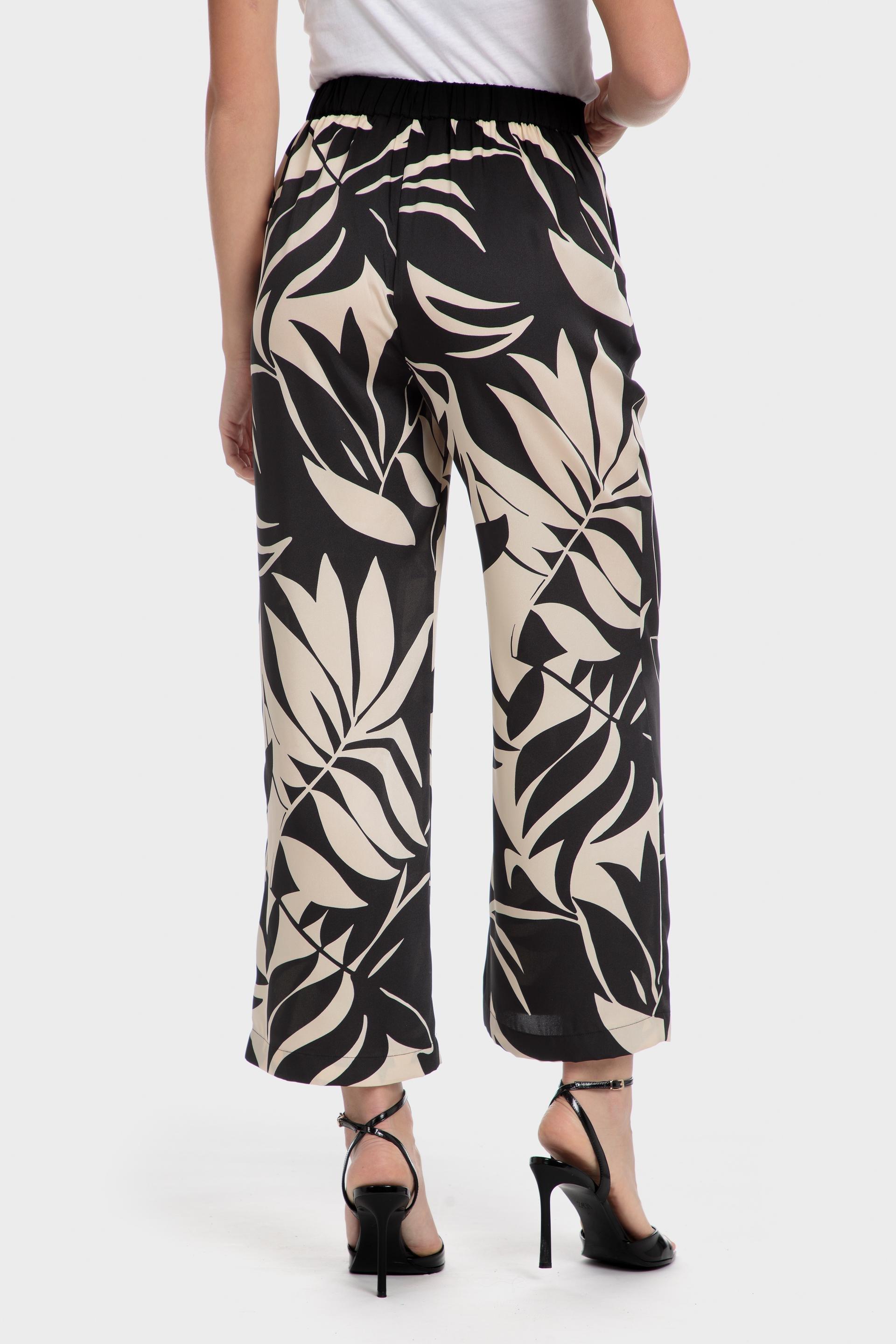 Black Straight Leg Patterned Pants, , large image number 1