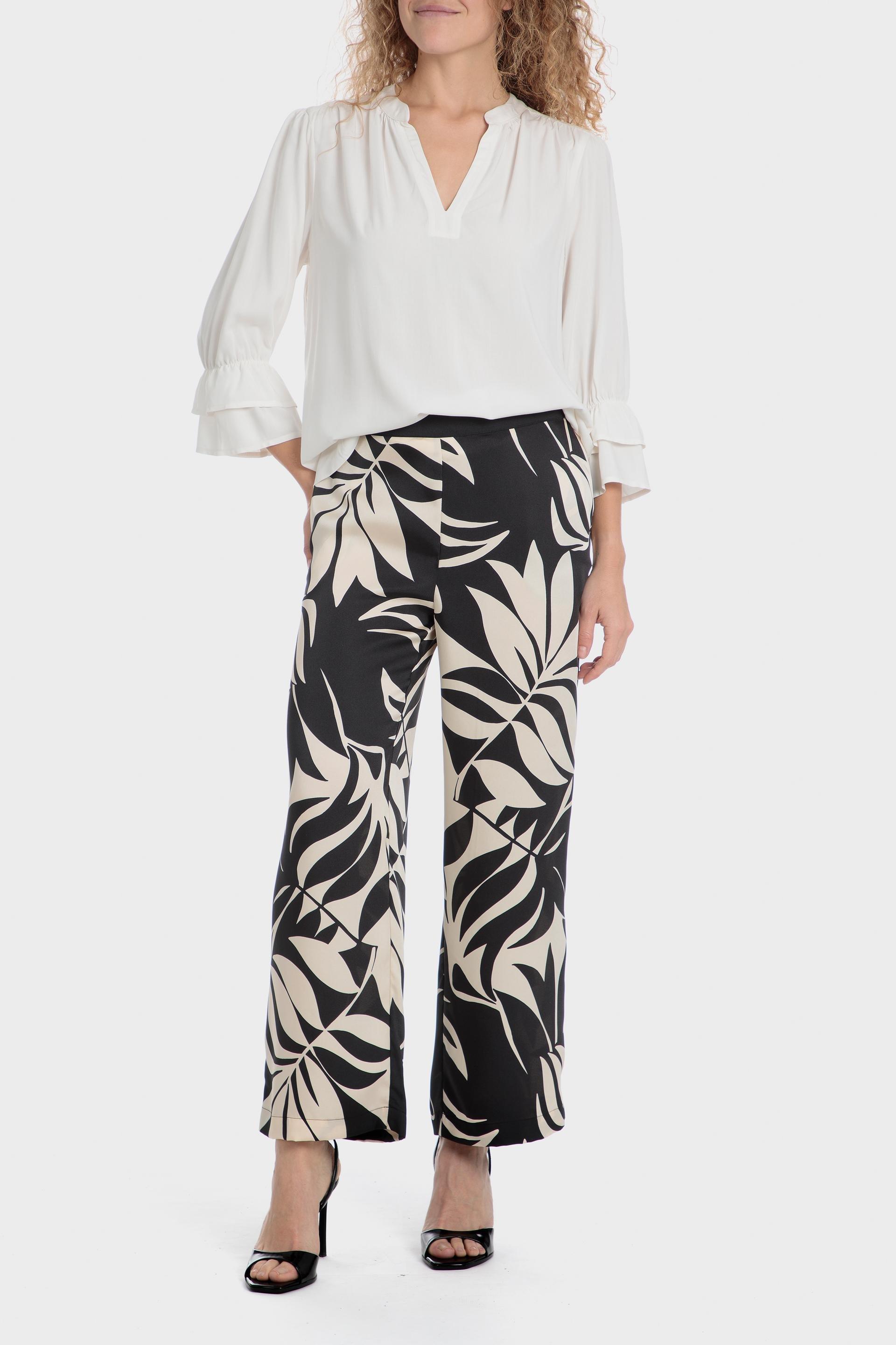 Black Straight Leg Patterned Pants, , large image number 2