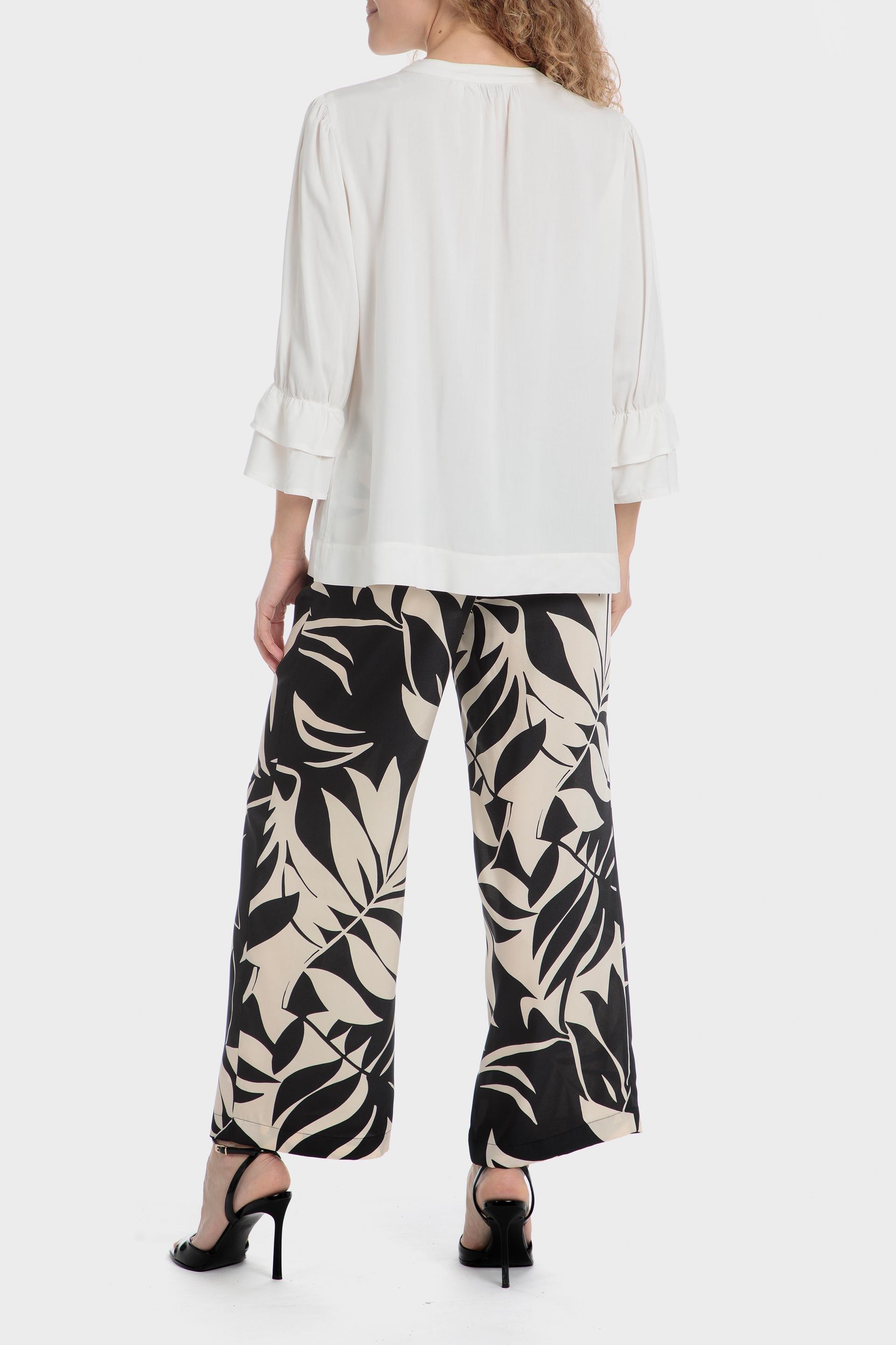Printed Casual Ankle-Length Trousers, Black, large image number 3